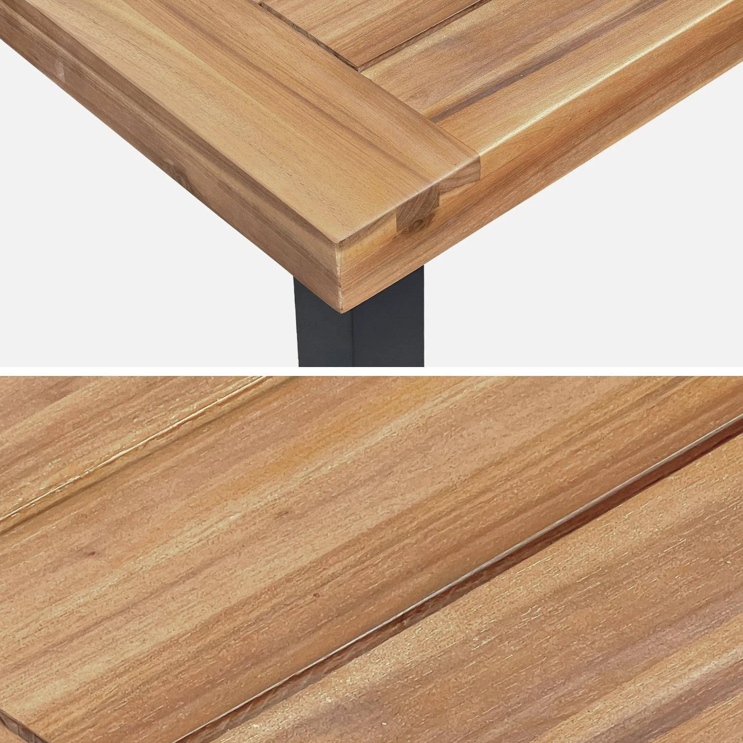 Table Intérieur / Extérieur Bois Et Métal + 4 Chaises En Corde Empilables Couleur : Beige – Image 6