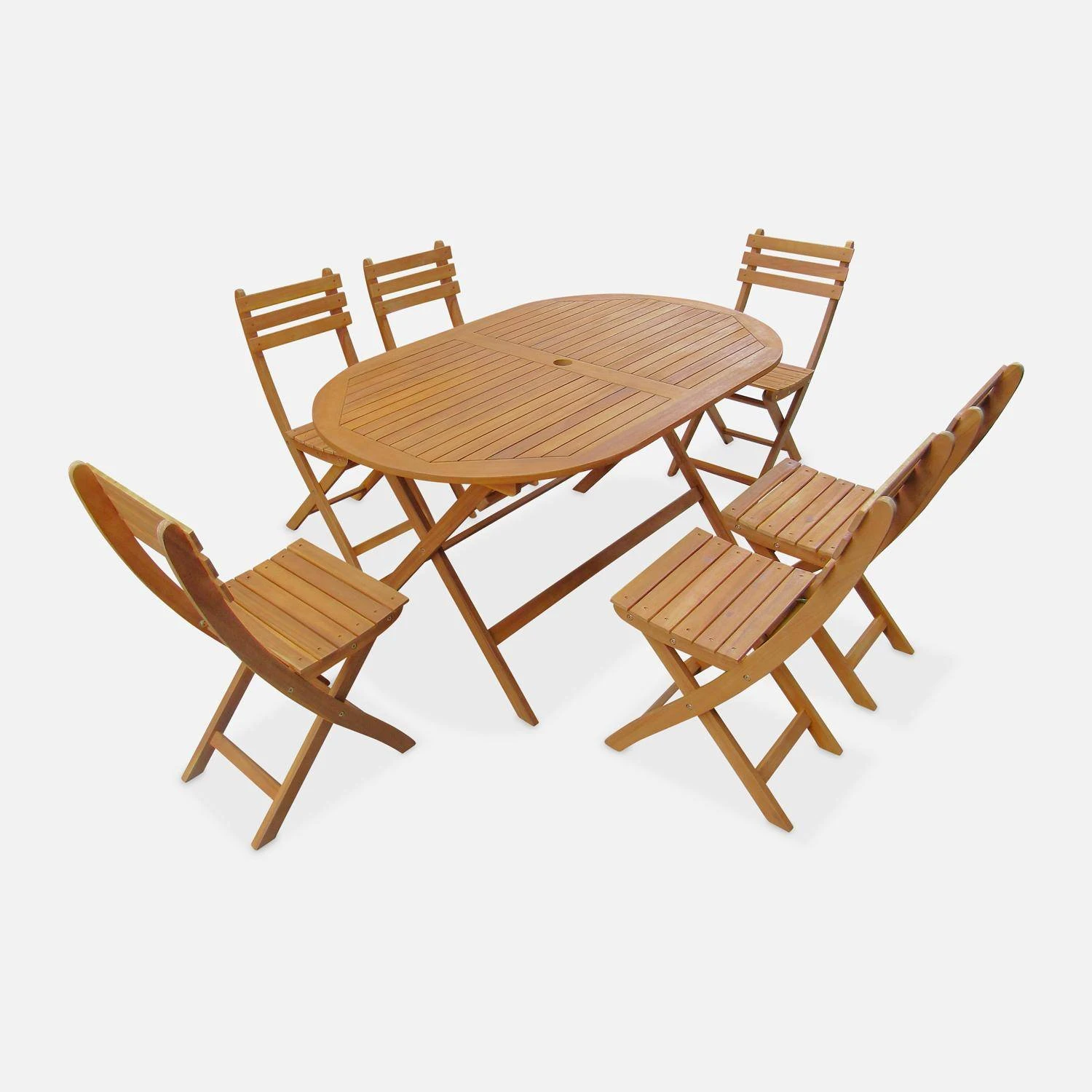 Table De Jardin Pliable Bois Ovale, 6 Chaises â Image 3