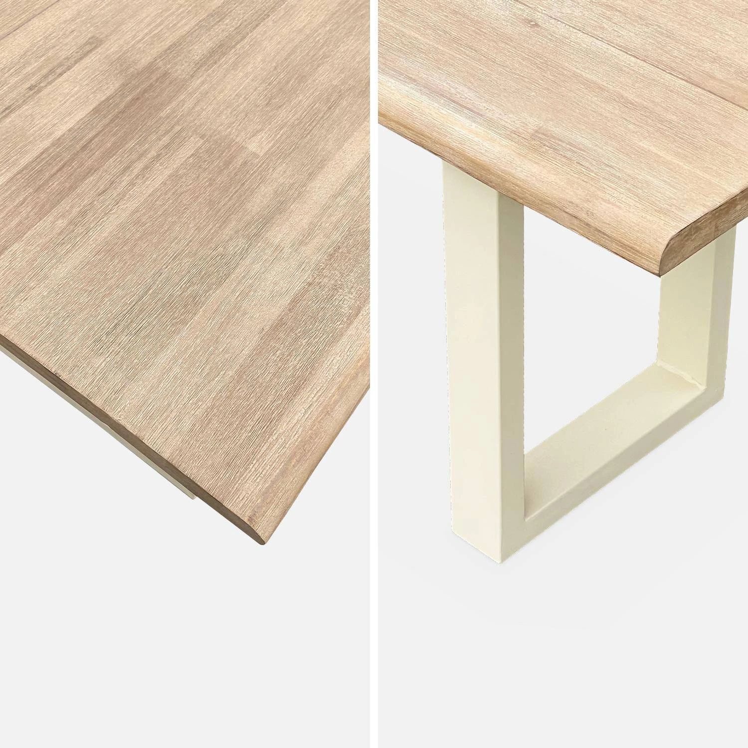 Table Intérieur / Extérieur Bois Et Métal 6 Places Couleur : Ivoire – Image 6