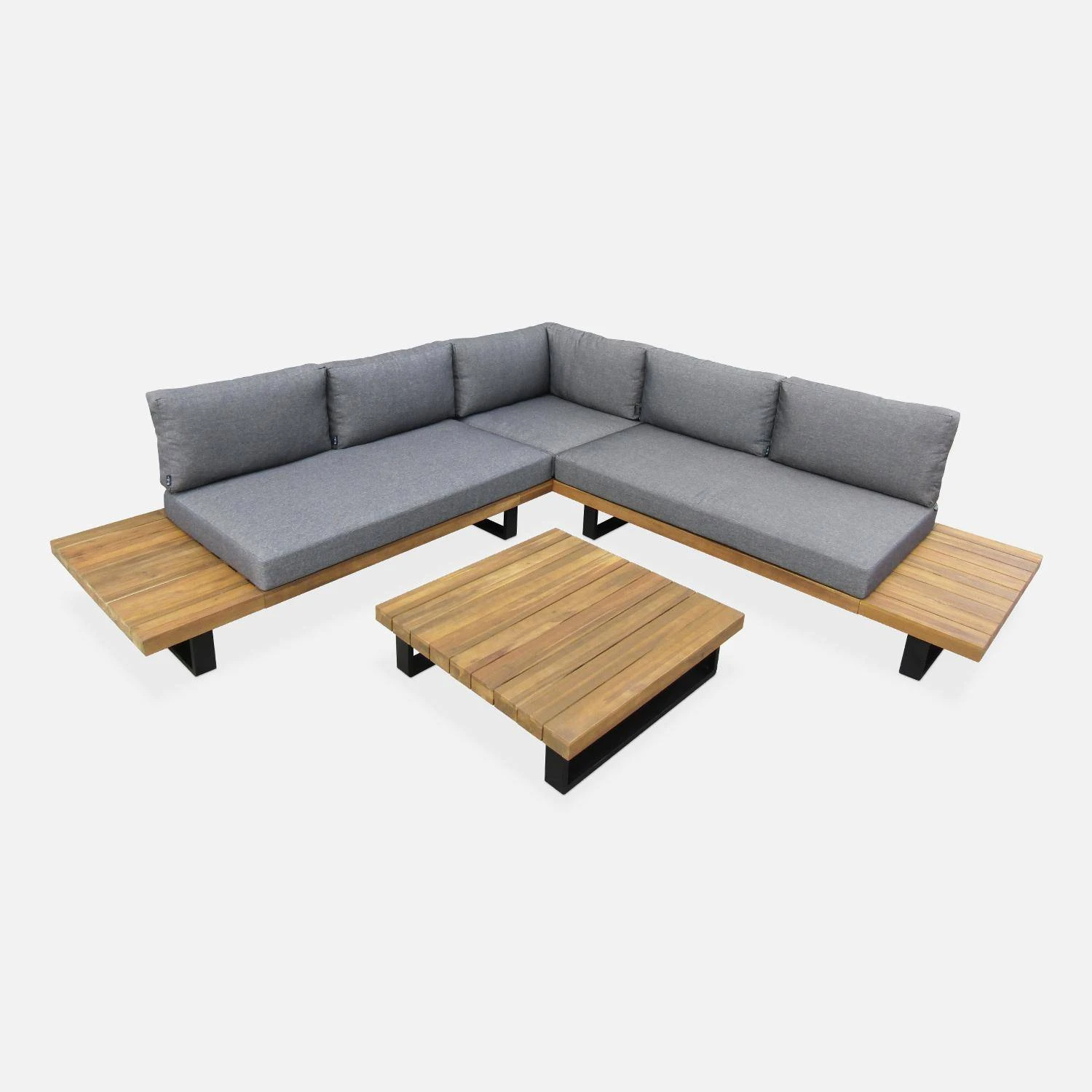 Salon De Jardin Bois Et Aluminium 5 Places Couleur : Gris