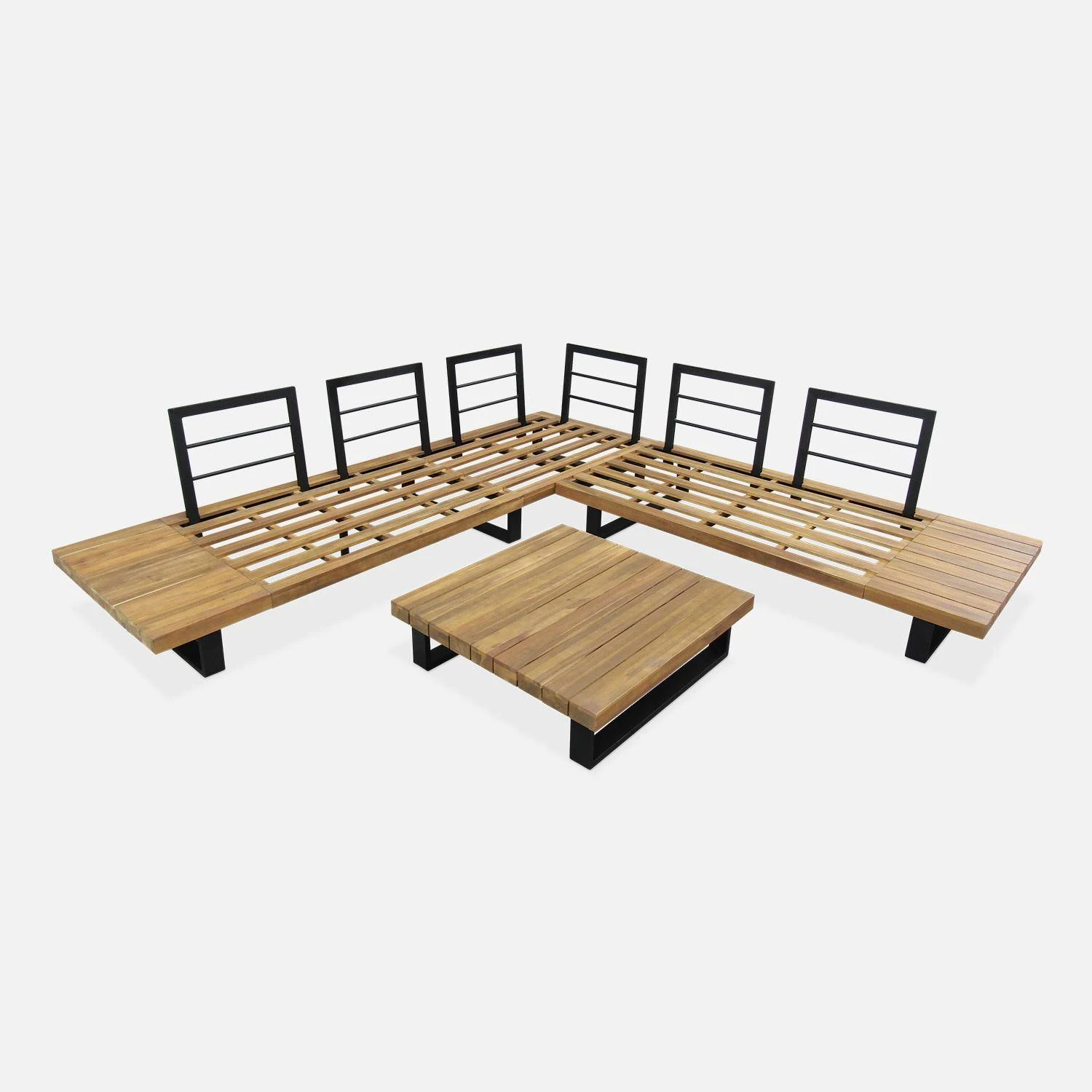 Salon De Jardin Bois Et Aluminium 5 Places Couleur : Gris â Image 2