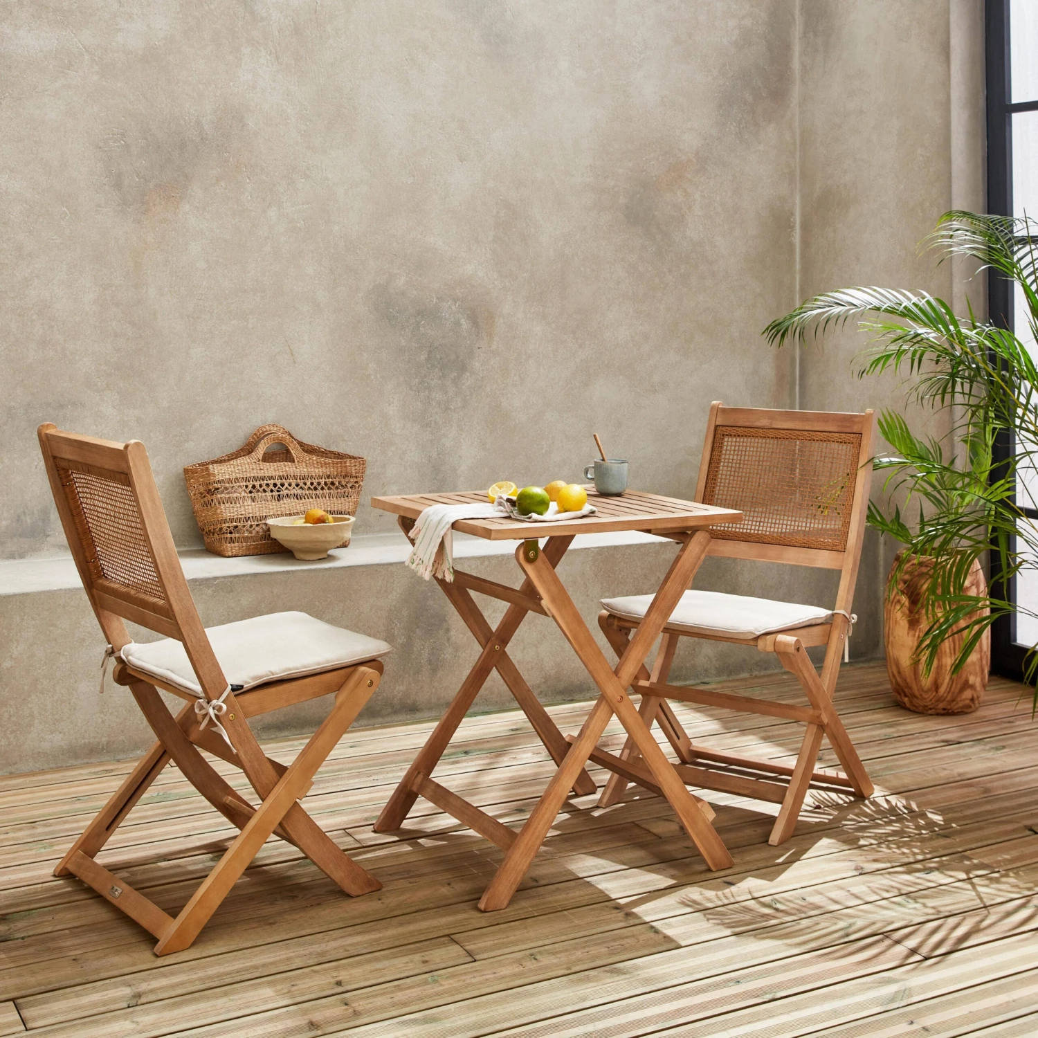 Table De Jardin Bistrot Pliable Bois 2 Chaises â Image 3