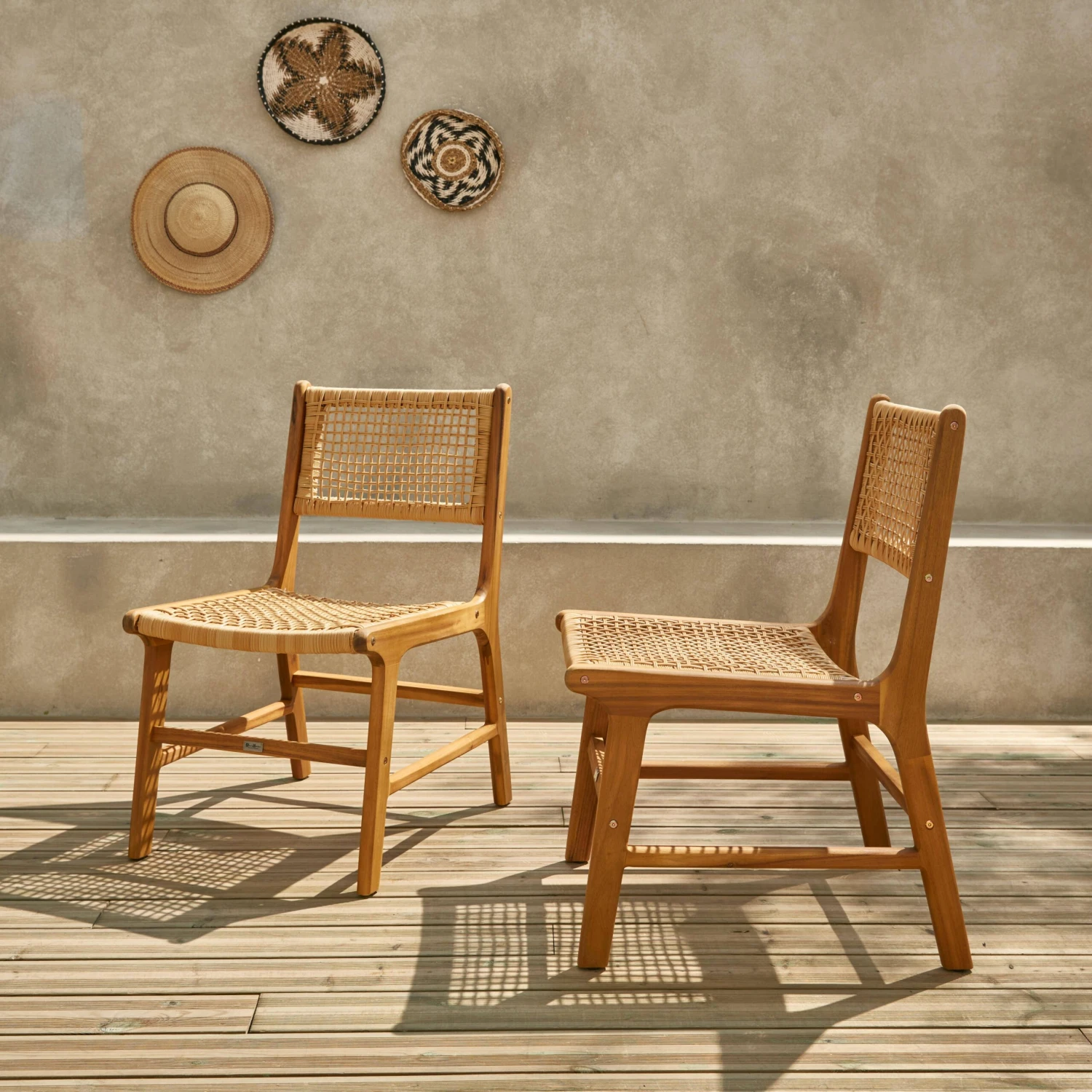 Chaise De Jardin En Cannage Et Bois (lot De 2) â Image 2