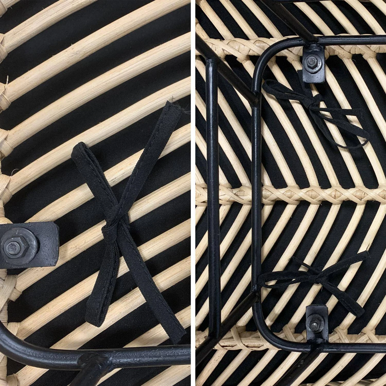 Table à Manger Bois Et Métal, 190cm + 2 Fauteuils Et 4 Chaises En Rotin Naturel – Image 6