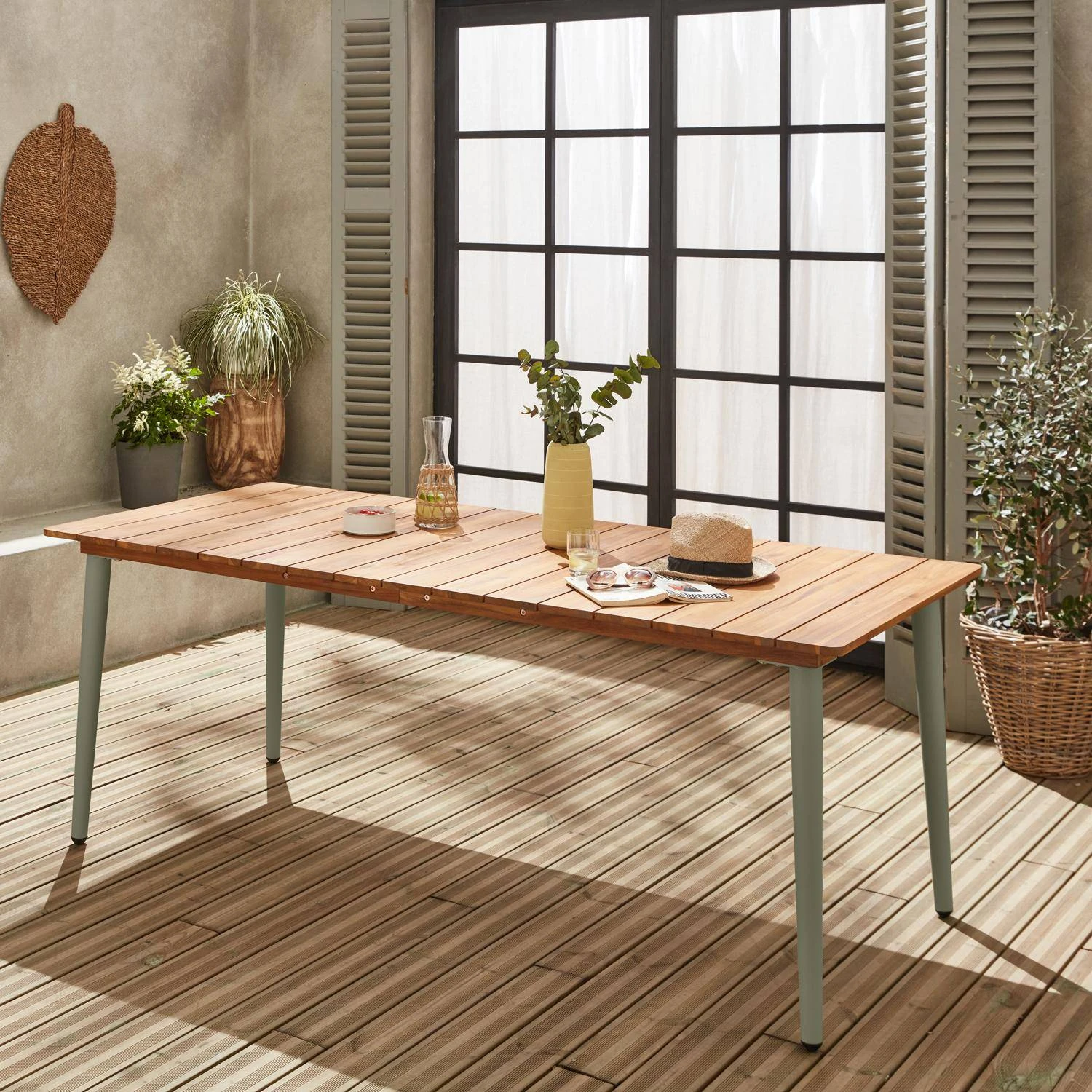 Table De Jardin Bois Et Métal 8 Places Couleur : Savane – Image 2