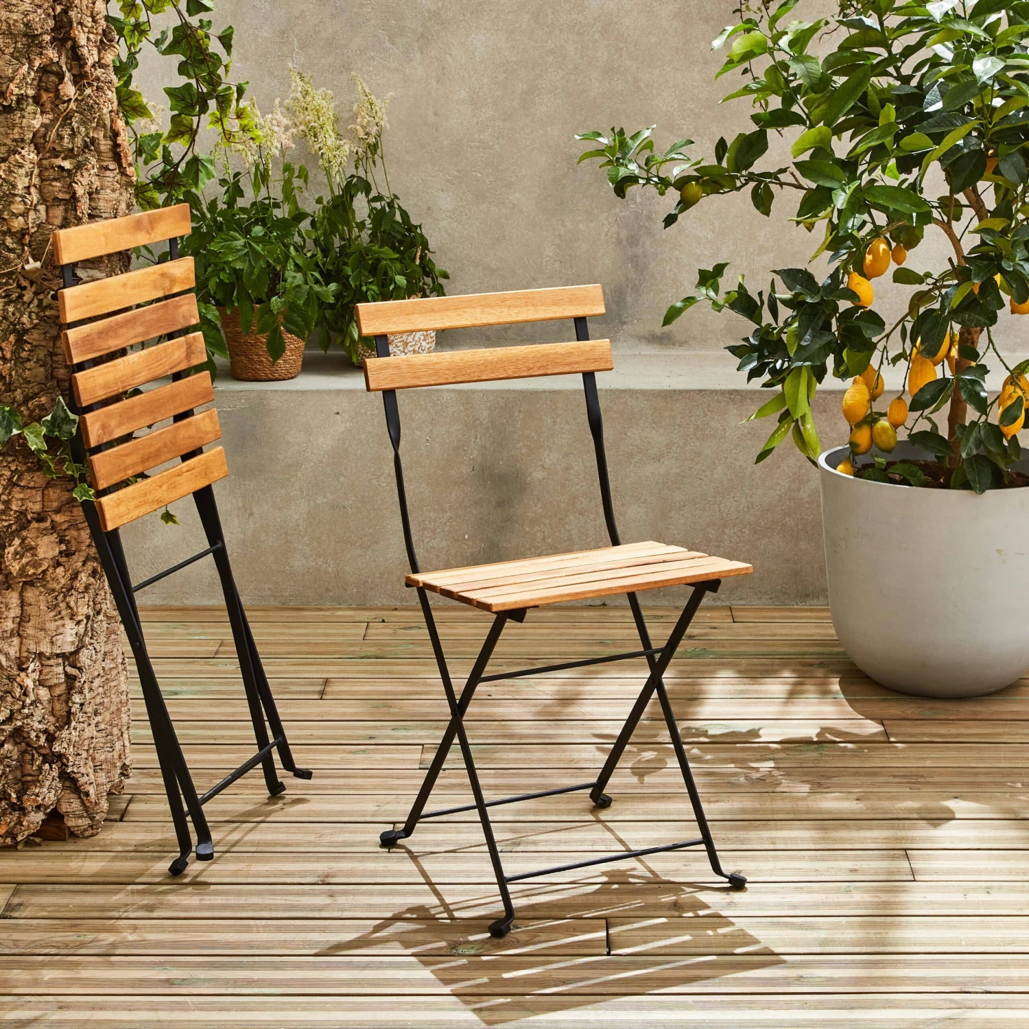 Table De Bistrot Bois Et Métal 2 Chaises Pliables – Image 4
