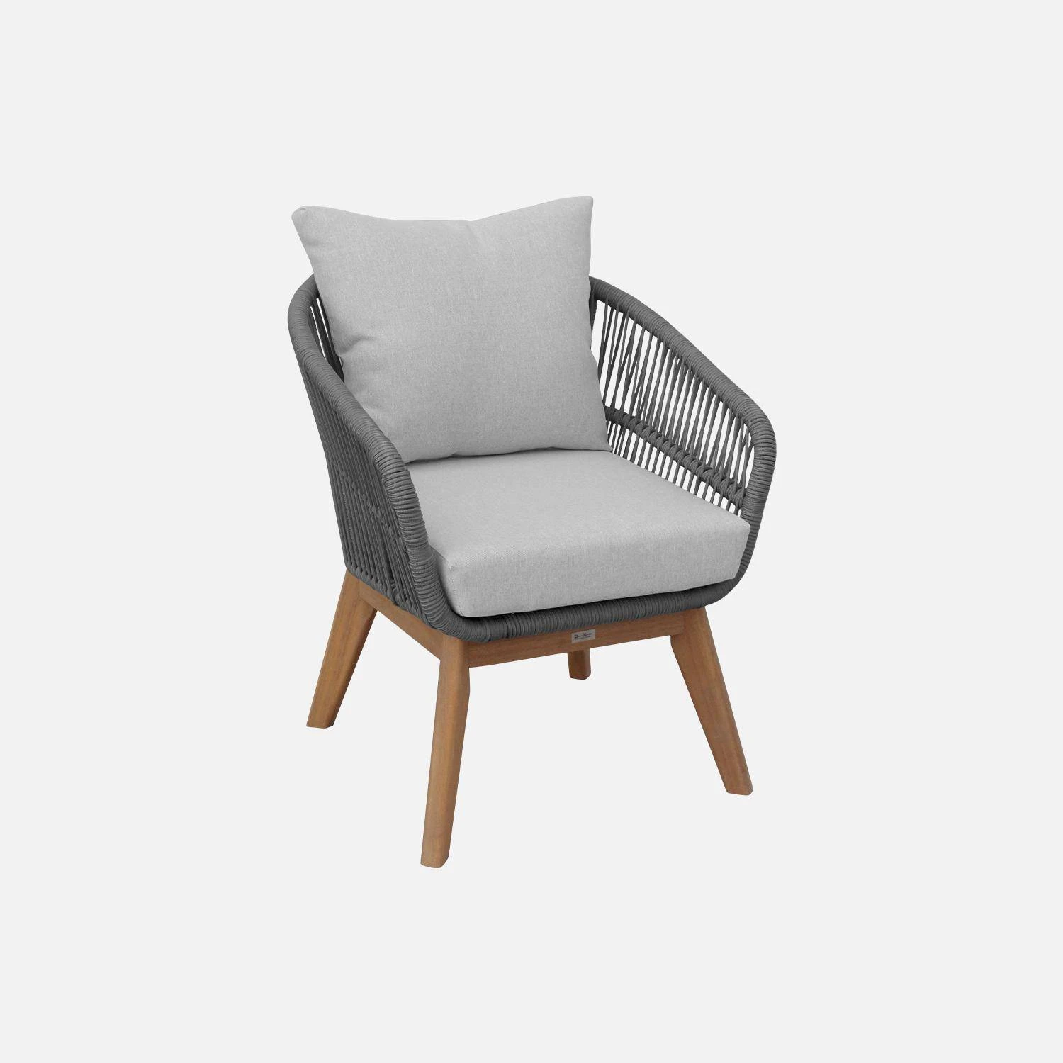 Salon De Jardin Bois Et Cordes 4 Places Couleur : Gris / Gris Chiné – Image 5