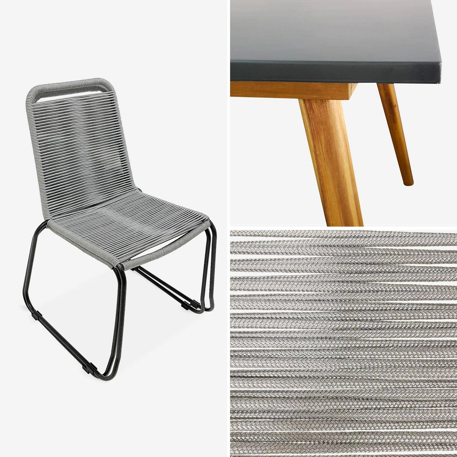 Ensemble De Jardin 220cm + 8 Chaises - BELEM Couleur : Gris / Gris Clair â Image 5