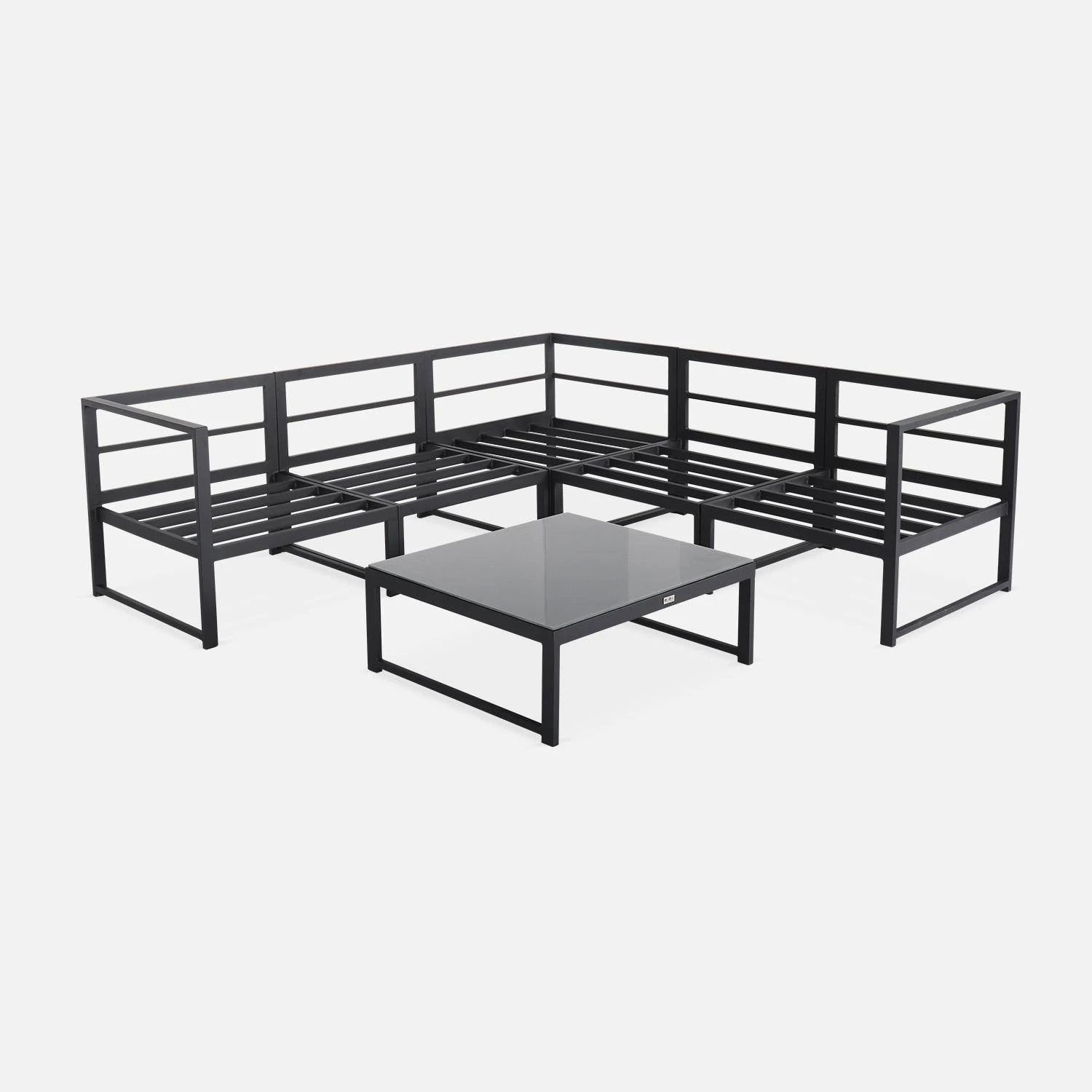 Salon De Jardin D'angle Aluminium 5 Places Couleur : Anthracite / Taupe â Image 6