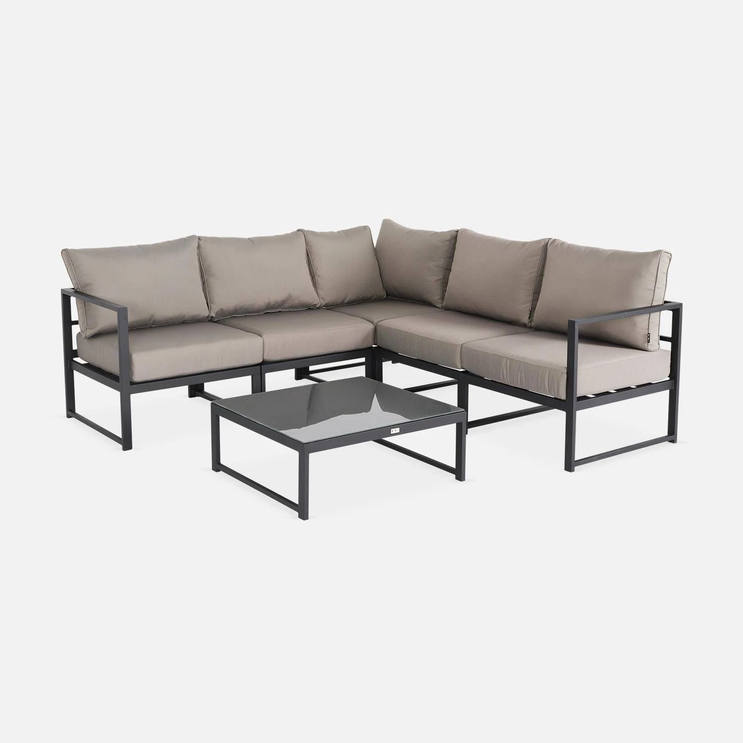 Salon De Jardin D'angle Aluminium 5 Places Couleur : Anthracite / Taupe â Image 2