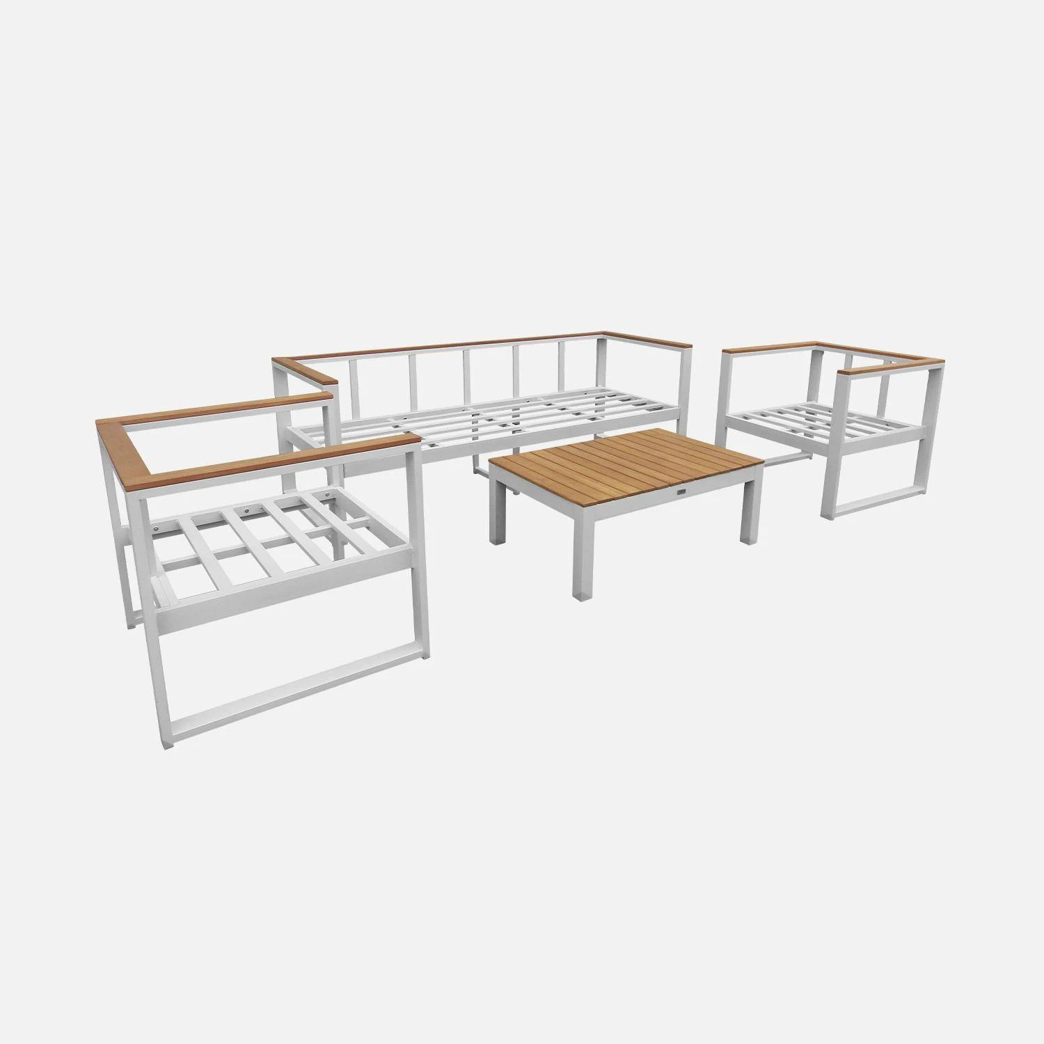 Salon De Jardin Bois Et Aluminium 5 Places Couleur : Beige â Image 7