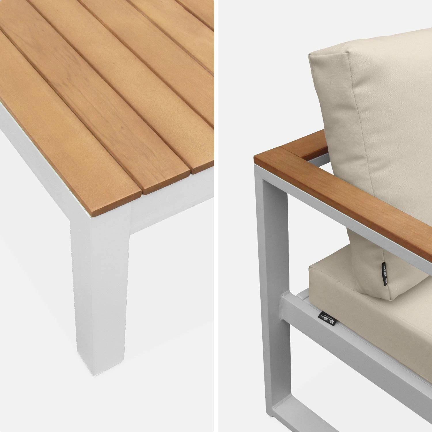 Salon De Jardin Bois Et Aluminium 5 Places Couleur : Beige â Image 8