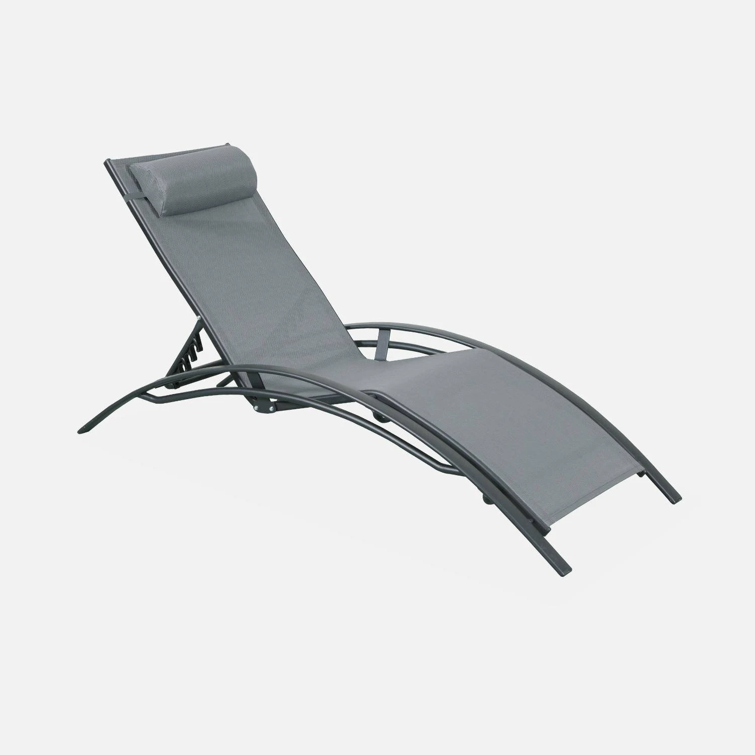 Bain De Soleil Aluminium Textilène, Multi Positions (lot De 2) Couleur : Anthracite / Gris – Image 4