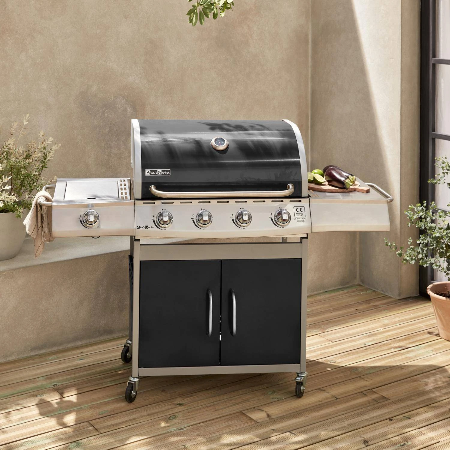 Barbecue Gaz 5 Brûleurs Dont 1 Feu Latéral Couleur : Noir – Image 2