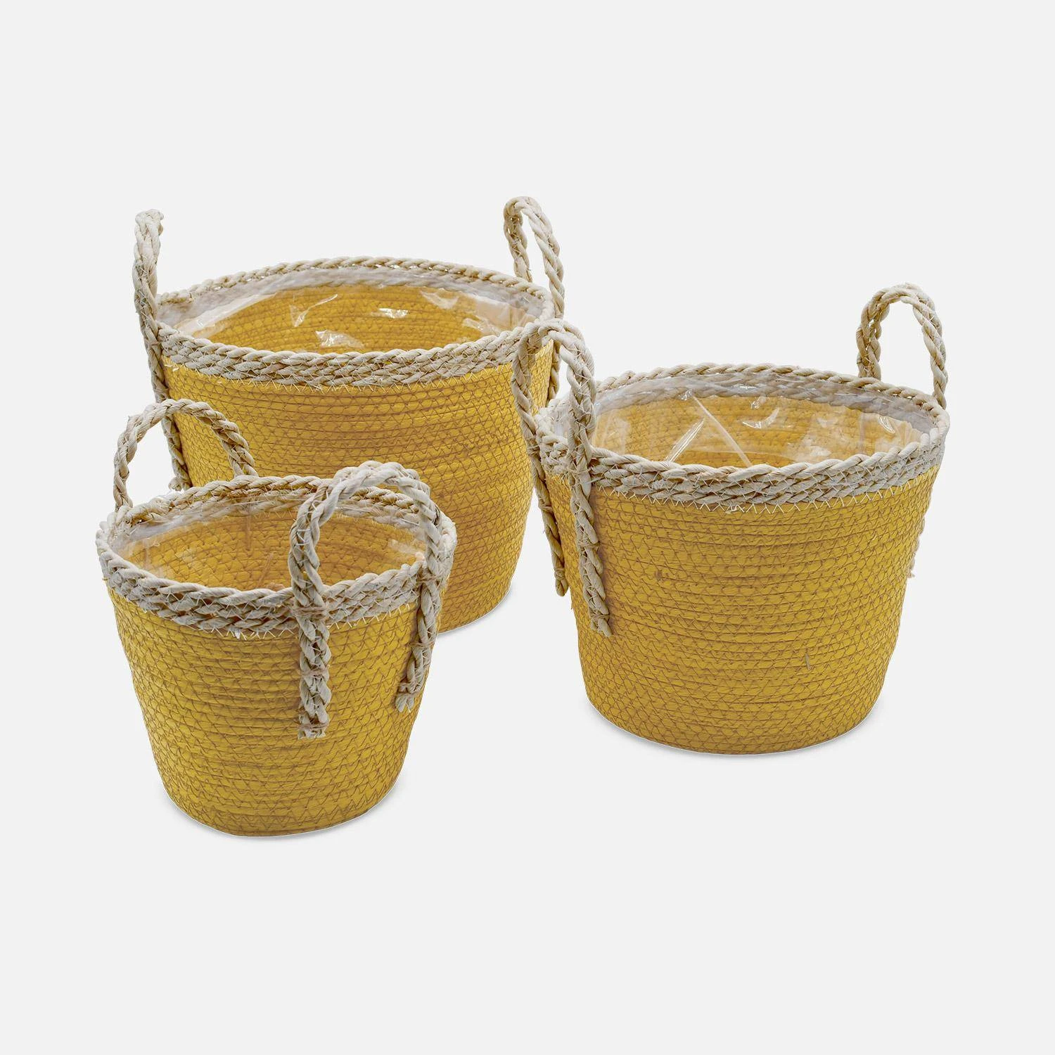 Lot De 3 Paniers Cache Pots Couleur : Jaune â Image 3