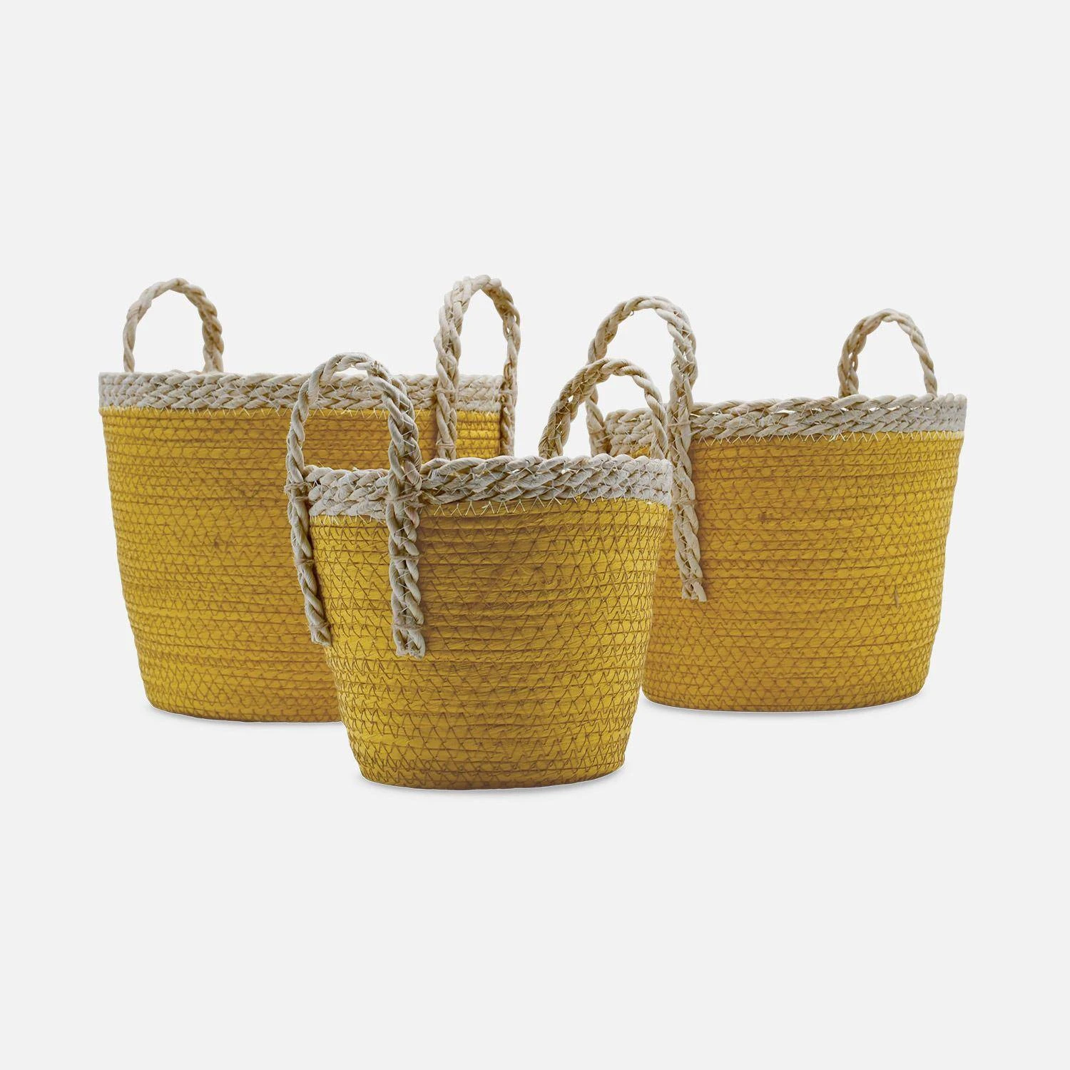 Lot De 3 Paniers Cache Pots Couleur : Jaune â Image 2