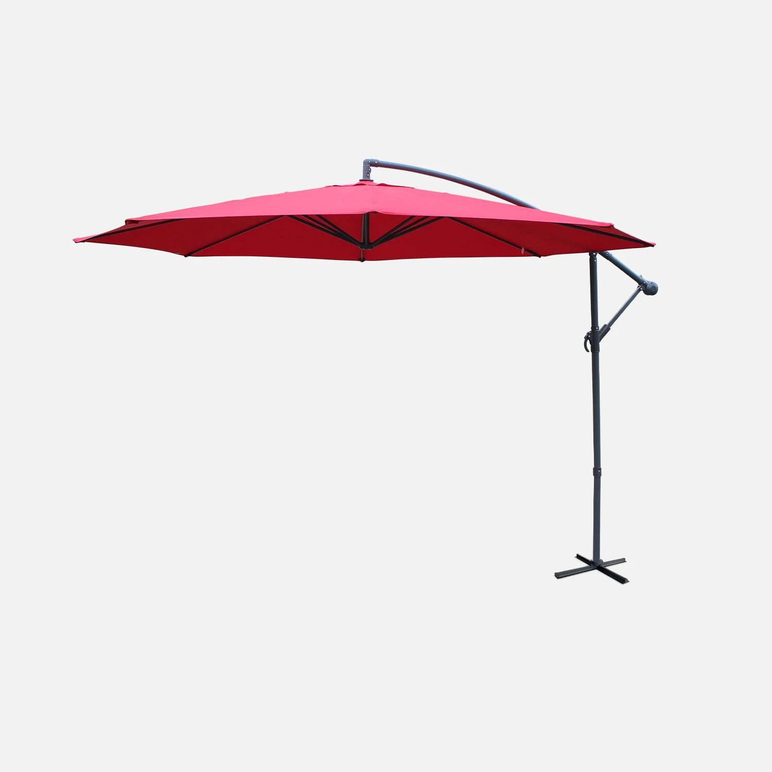 Parasol Déporté Rond 350cm Couleur : Rouge – Image 2