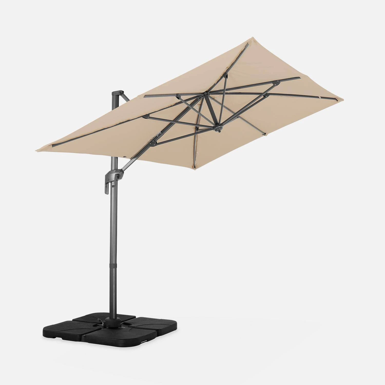 Parasol Déporté Rectangulaire 2x3m Couleur : Beige – Image 4