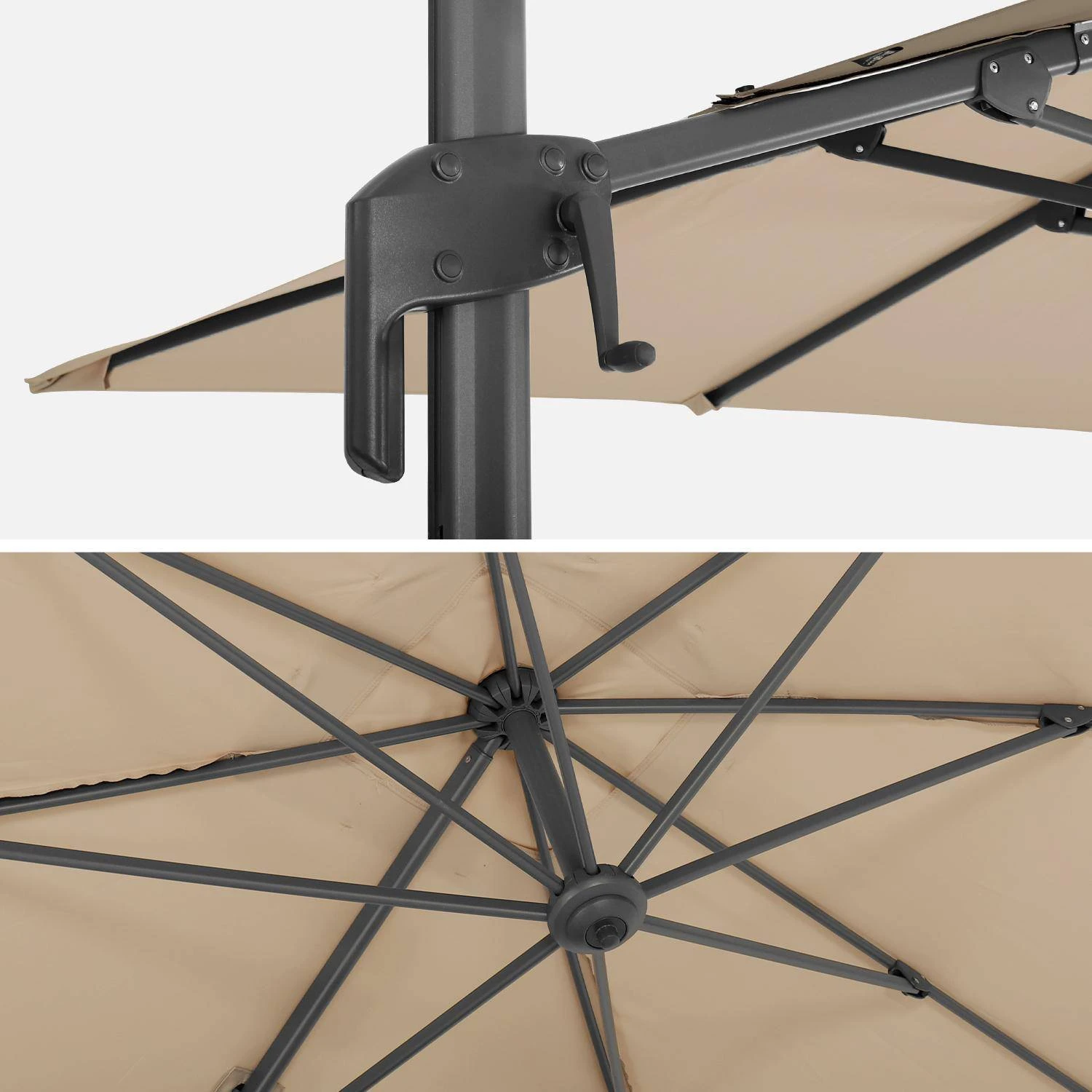 Parasol Déporté Rectangulaire 2x3m Couleur : Beige – Image 6