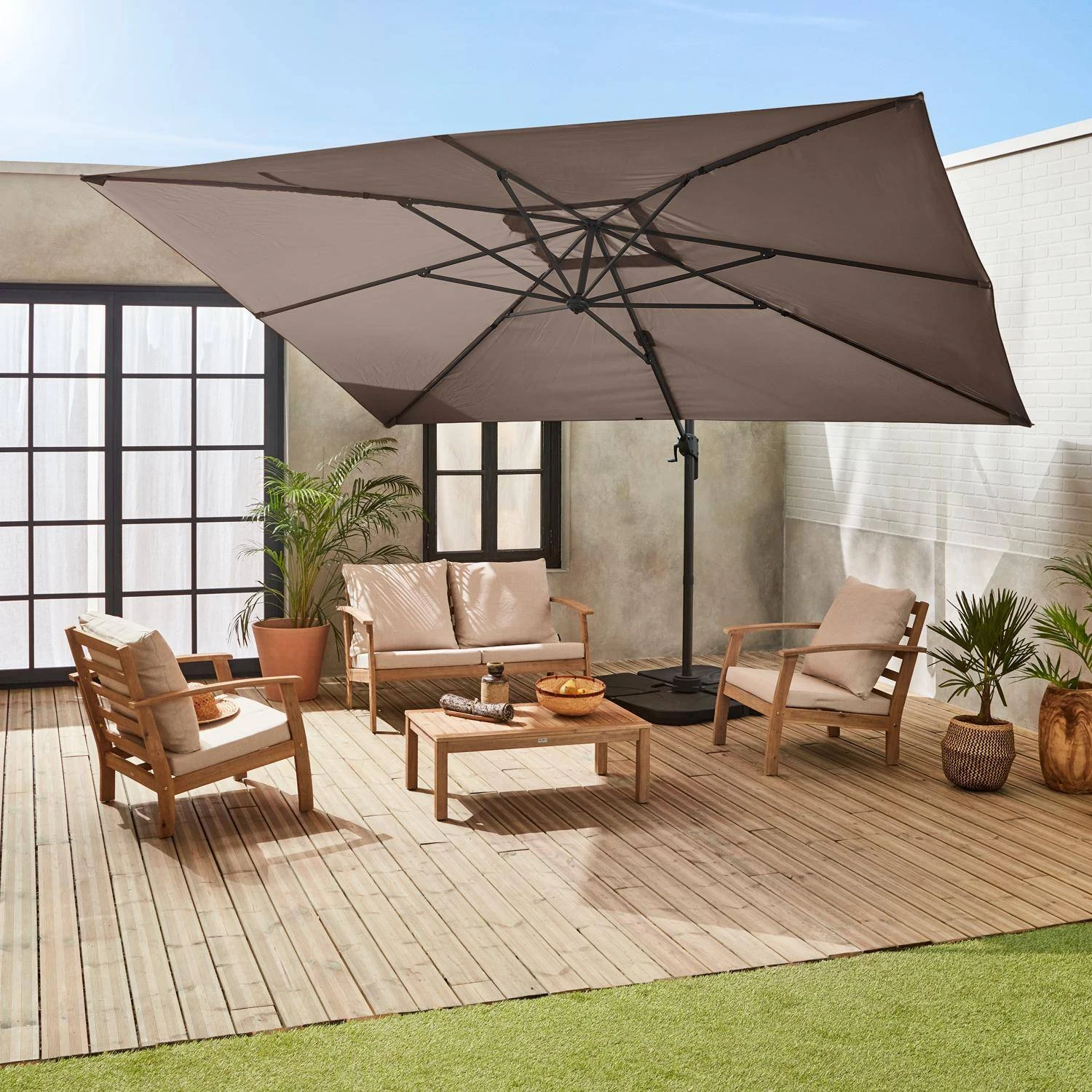 Parasol Déporté Rectangulaire 3x4m Couleur : Taupe – Image 2