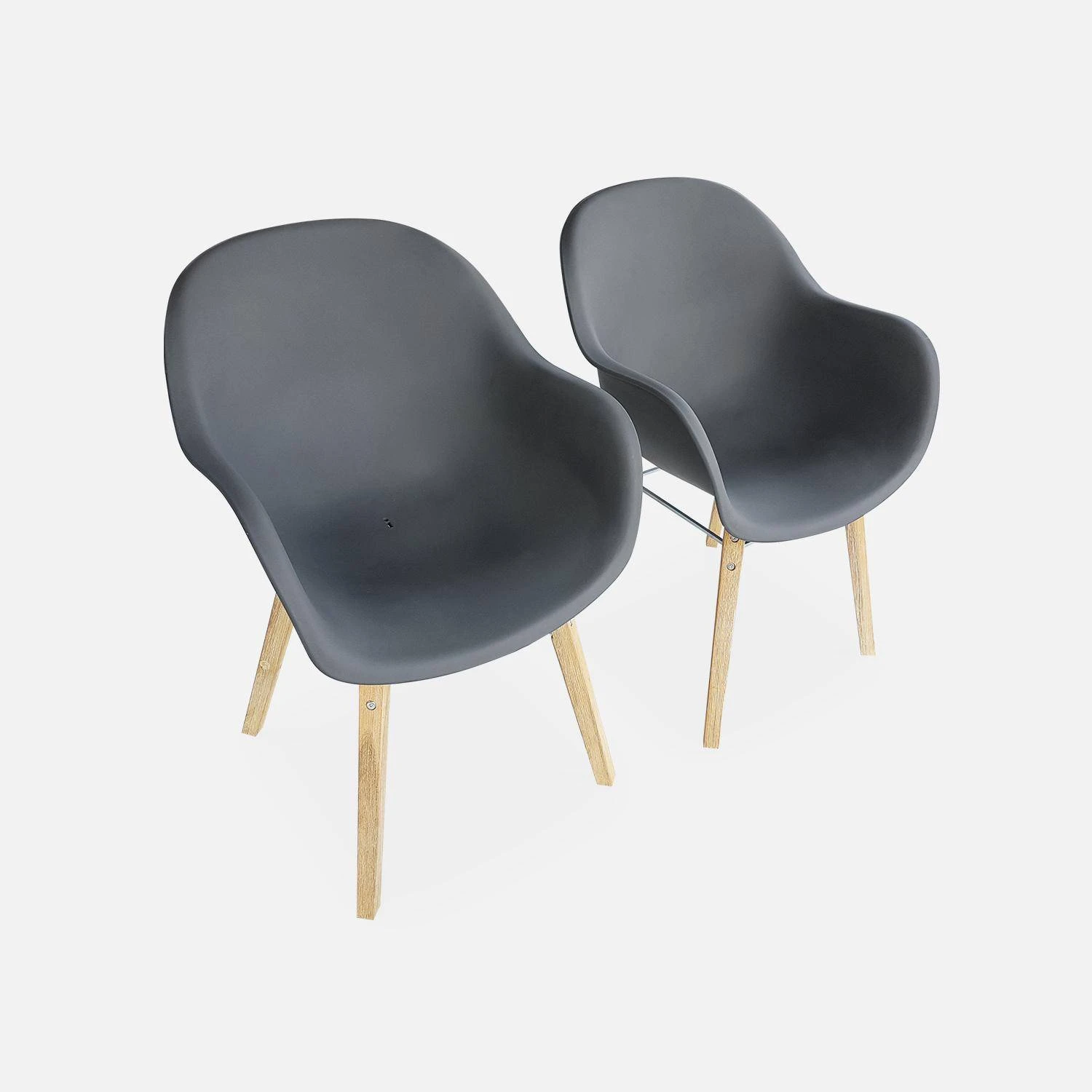 Fauteuil Scandinave Acacia (lot De 2) Couleur : Gris â Image 3