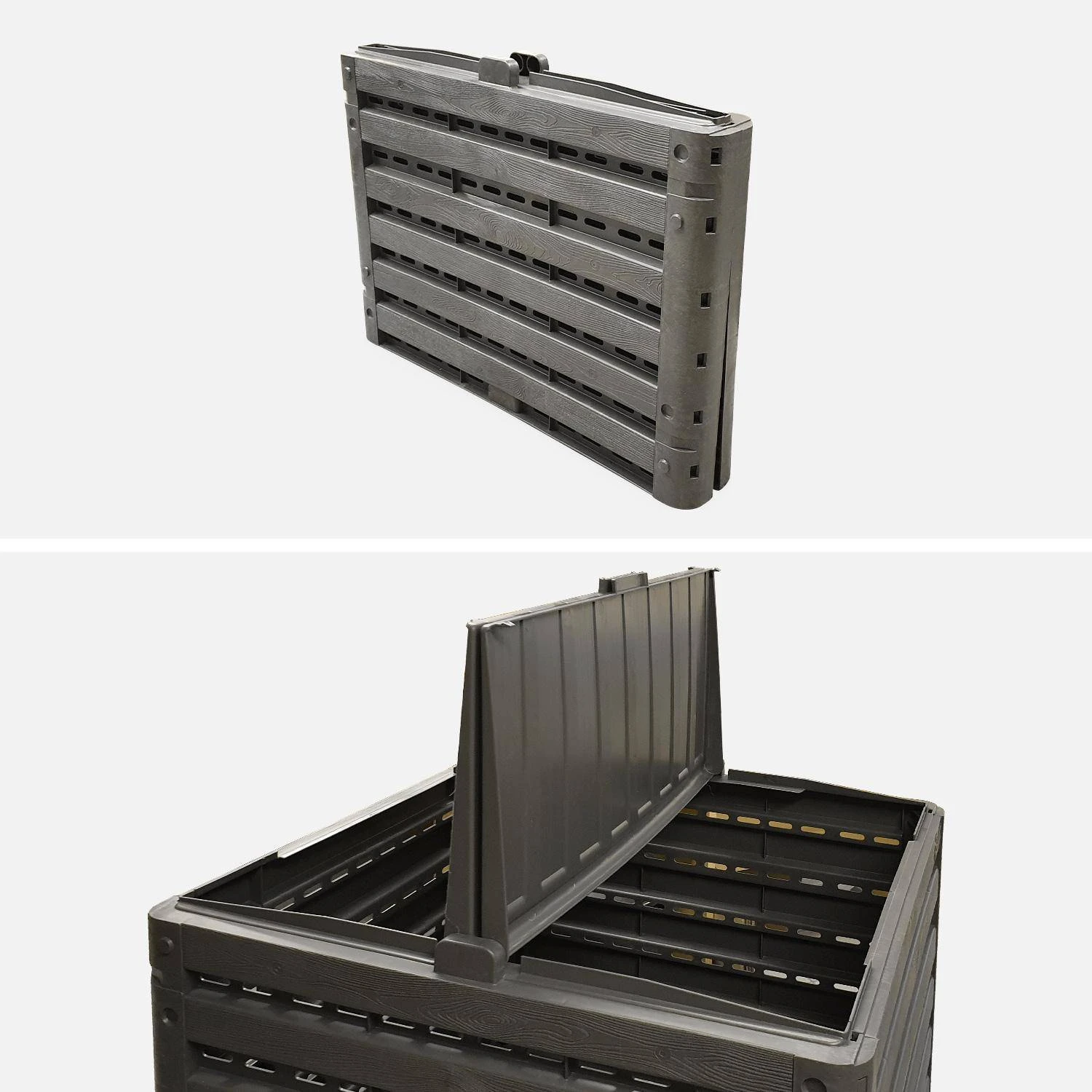 Lot De 2 Composteurs De Jardin Noirs, Plastique Recyclé, Double Ouverture, 400L – Image 4