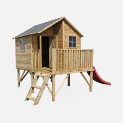 Cabane Enfant Bois FSC Sur Pilotis 3.8m²