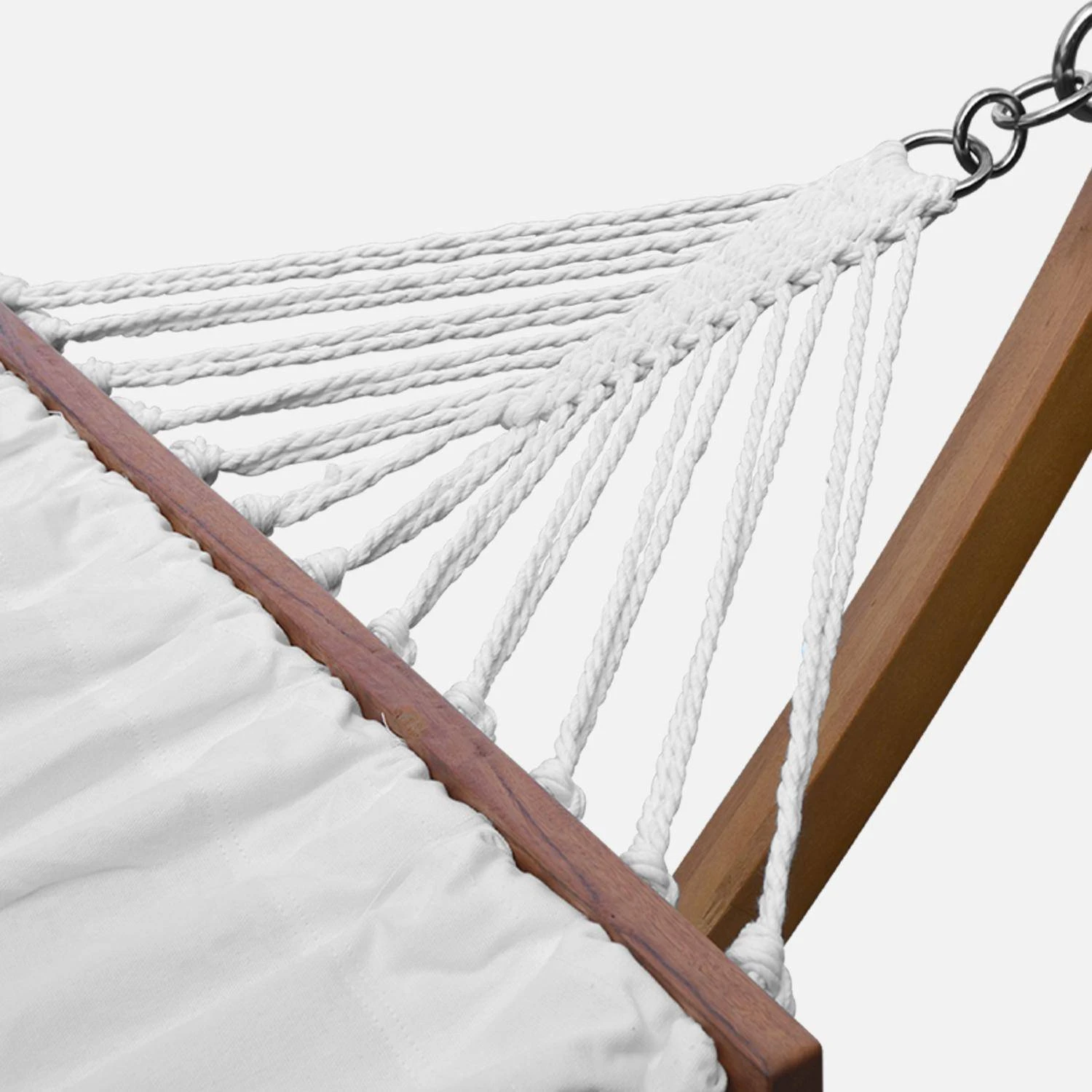 Hamac Sur Pieds En Bois, Toile En Coton Couleur : Blanc â Image 4