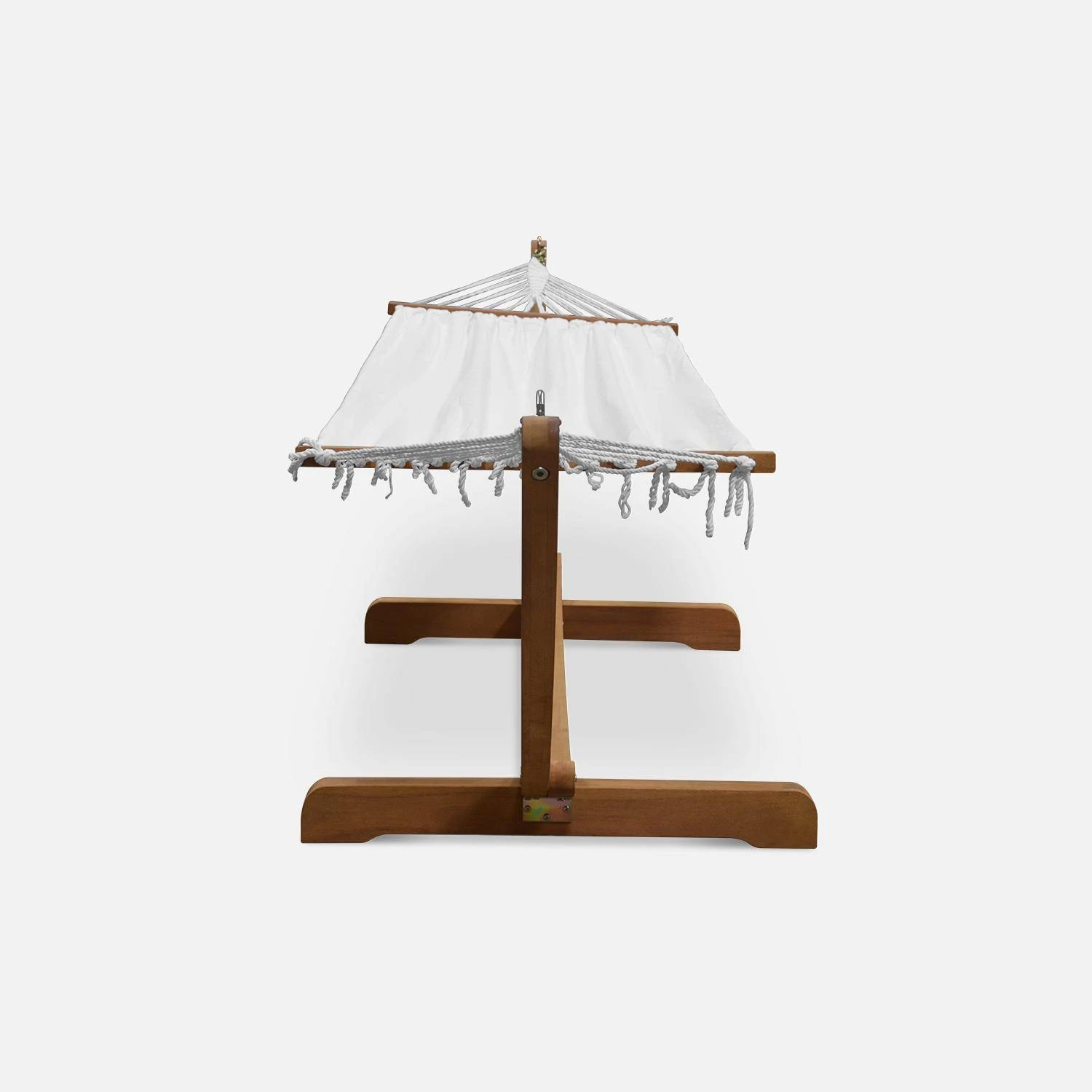 Hamac Sur Pieds En Bois, Toile En Coton Couleur : Blanc â Image 6
