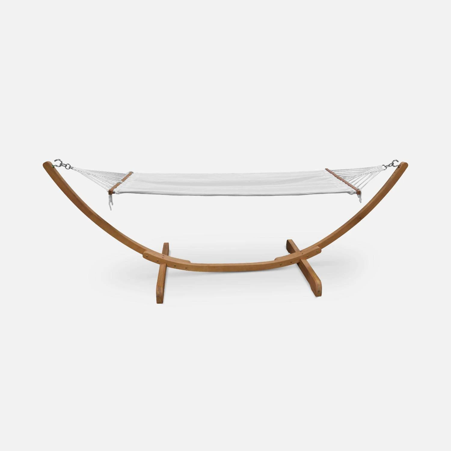 Hamac Sur Pieds En Bois, Toile En Coton Couleur : Blanc â Image 5