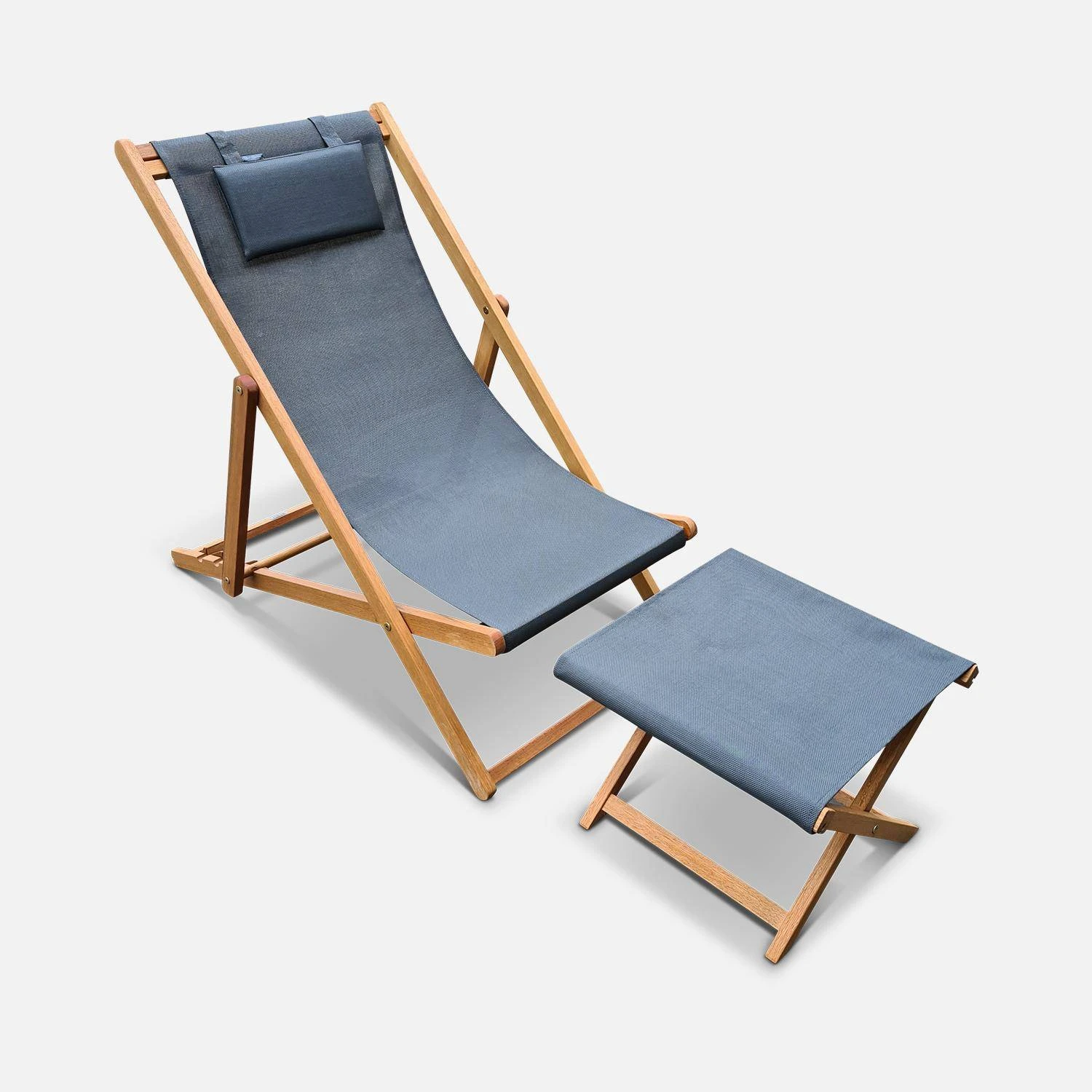 Bain De Soleil Et Repose-pieds Bois Eucalyptus Multi Positions (lot De 2) â Image 6