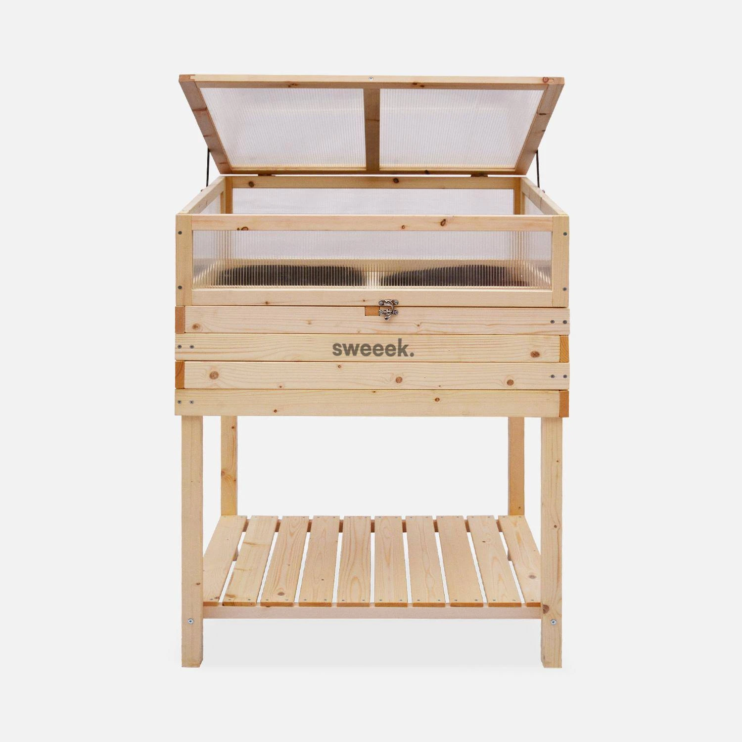 Carré Potager Sur Pieds En Bois Et Serre 80x60x109cm – Image 3