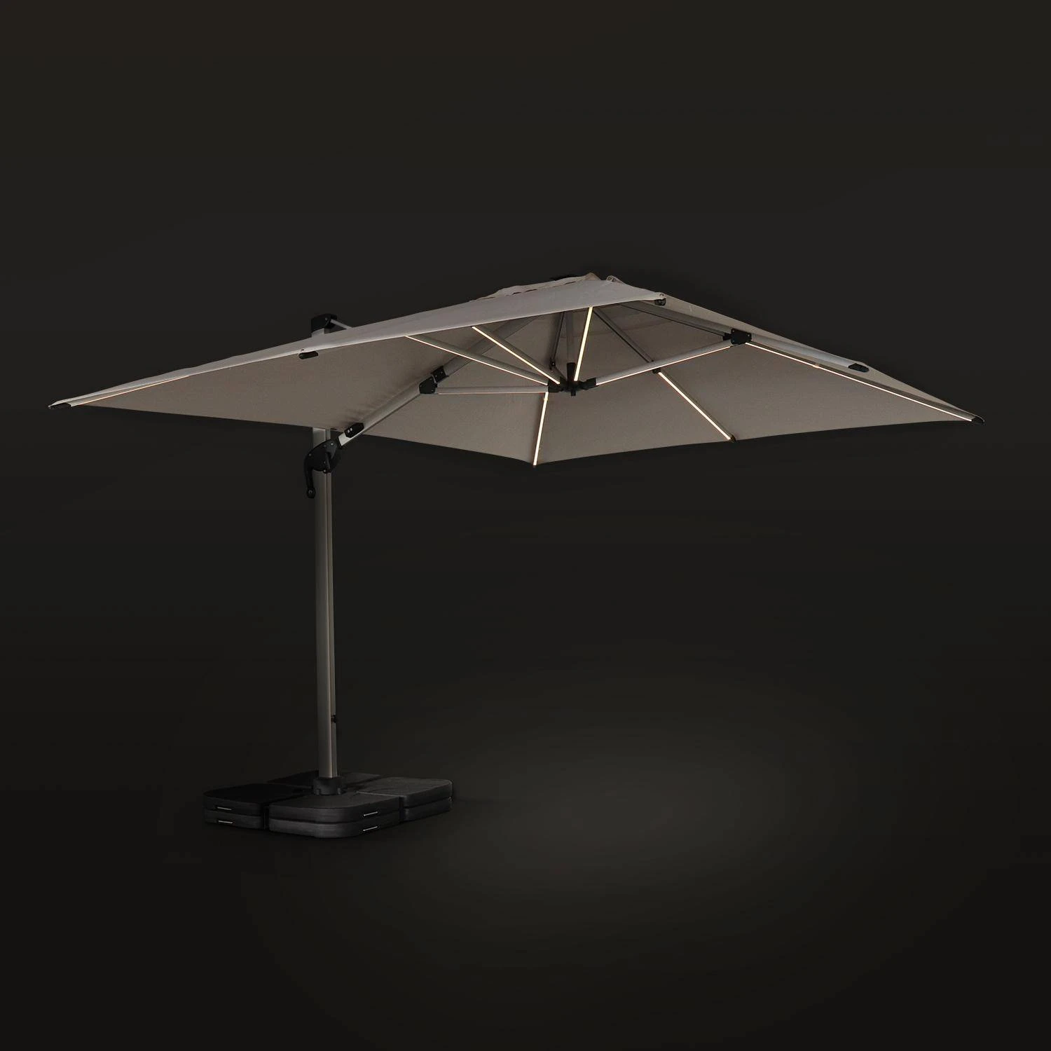 Parasol LED Déporté Rectangulaire 3x4m Couleur : Taupe – Image 4