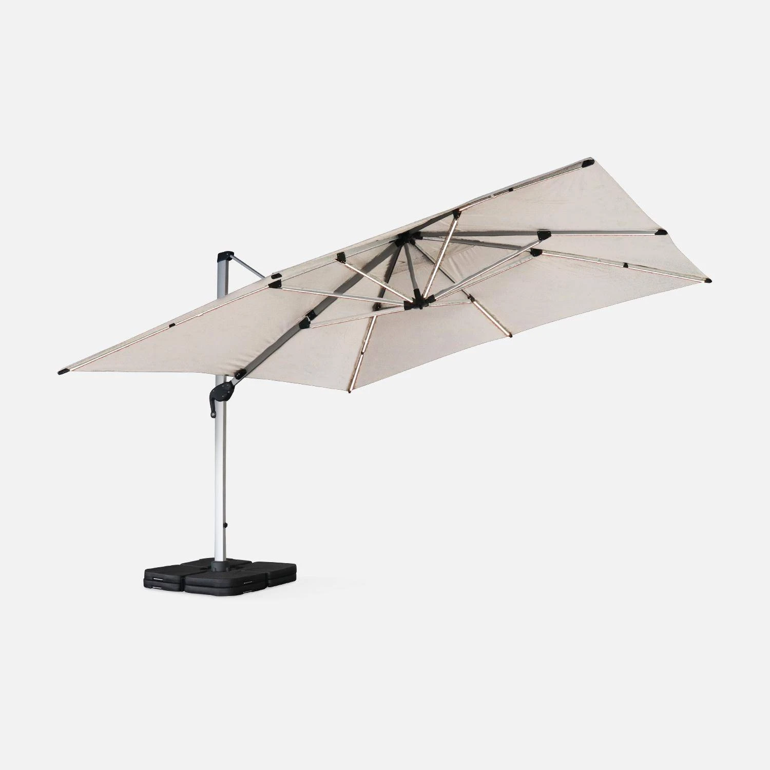 Parasol LED Déporté Carré 4x4m Couleur : Beige – Image 2