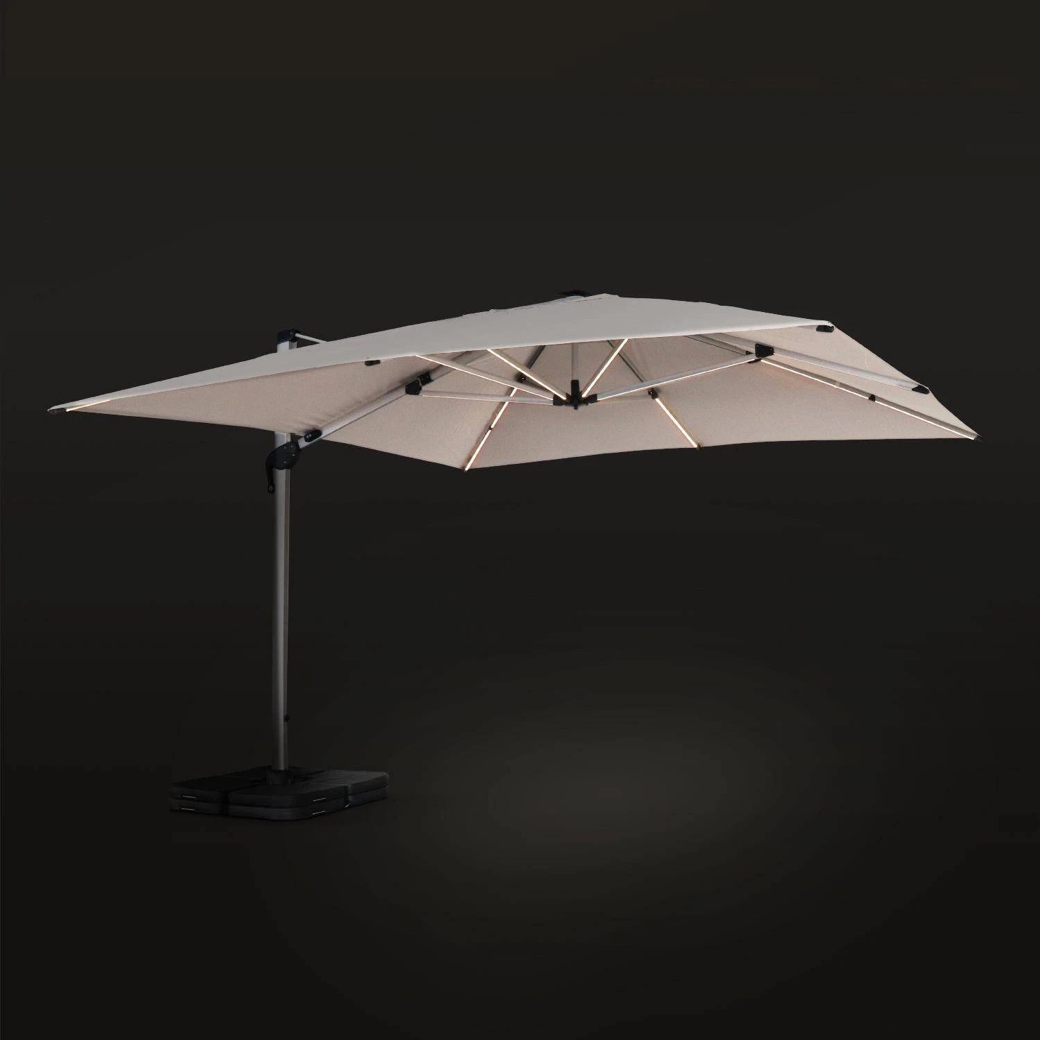 Parasol LED Déporté Carré 4x4m Couleur : Beige – Image 3