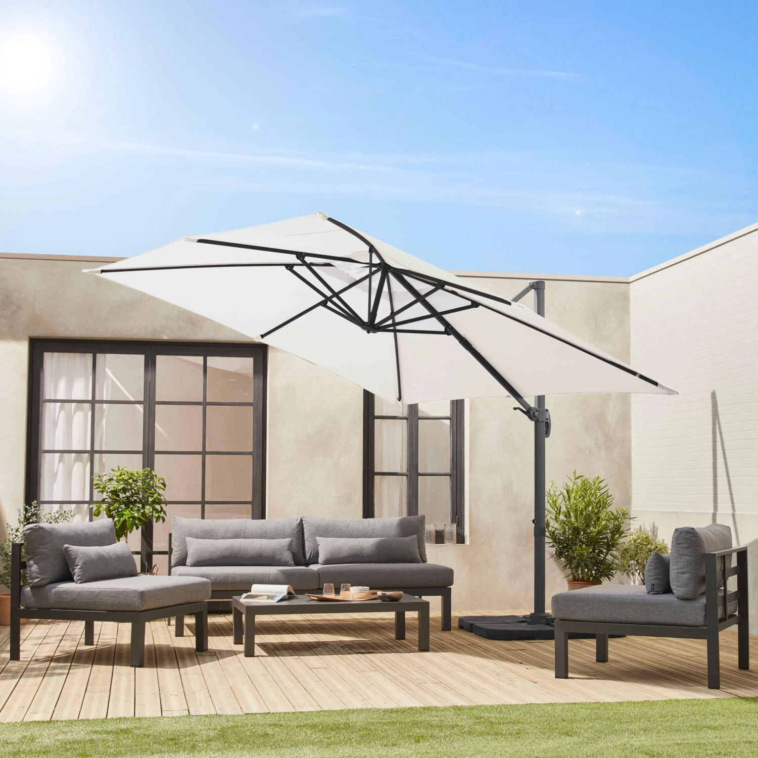 Parasol Déporté Carré 3x3m Couleur : Ecru – Image 2