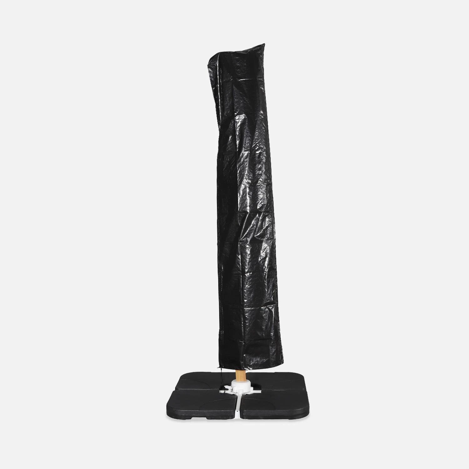 Parasol Déporté Carré 3x3m, Mât Effet Bois Couleur : Ecru – Image 8