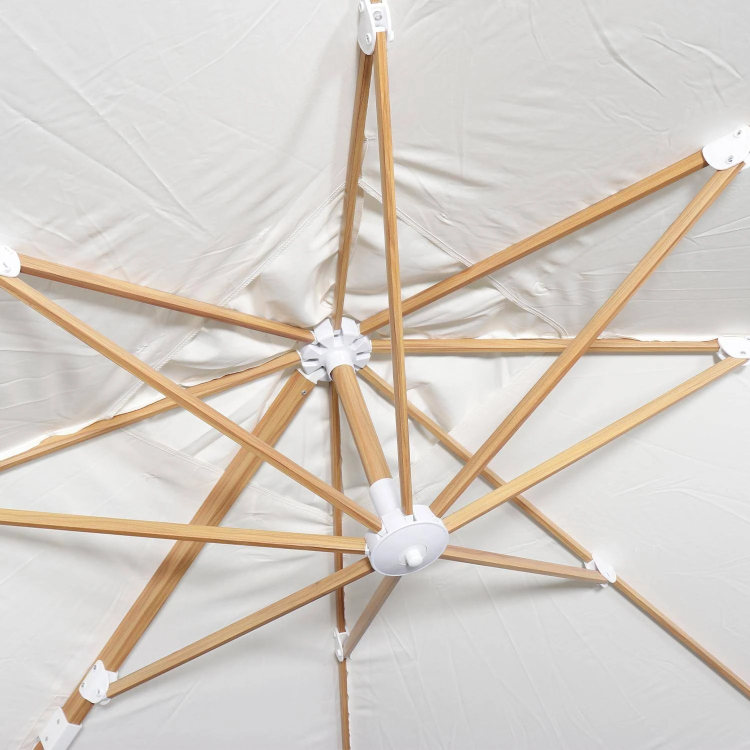 Parasol Déporté Carré 3x3m, Mât Effet Bois Couleur : Ecru – Image 5