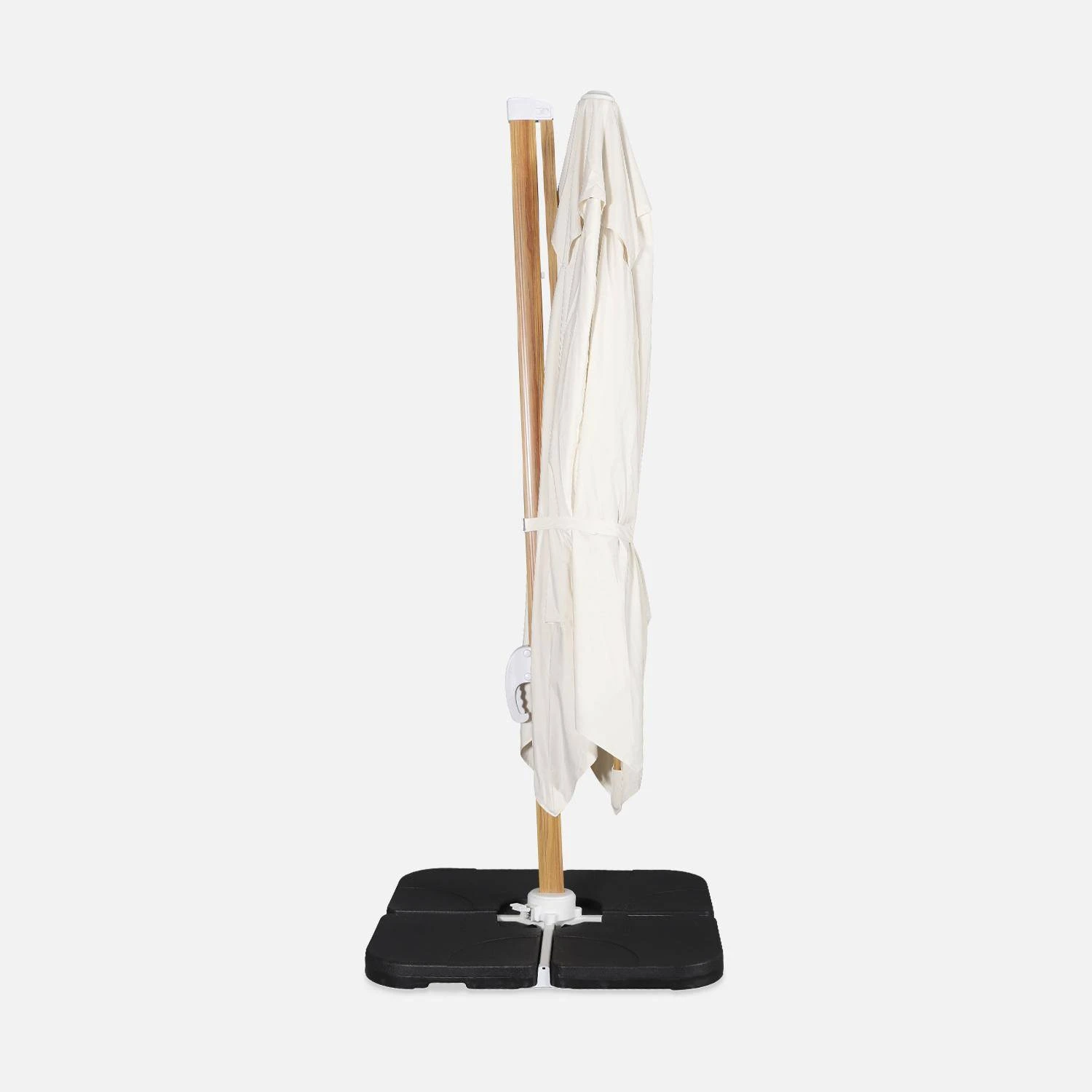 Parasol Déporté Carré 3x3m, Mât Effet Bois Couleur : Ecru – Image 7