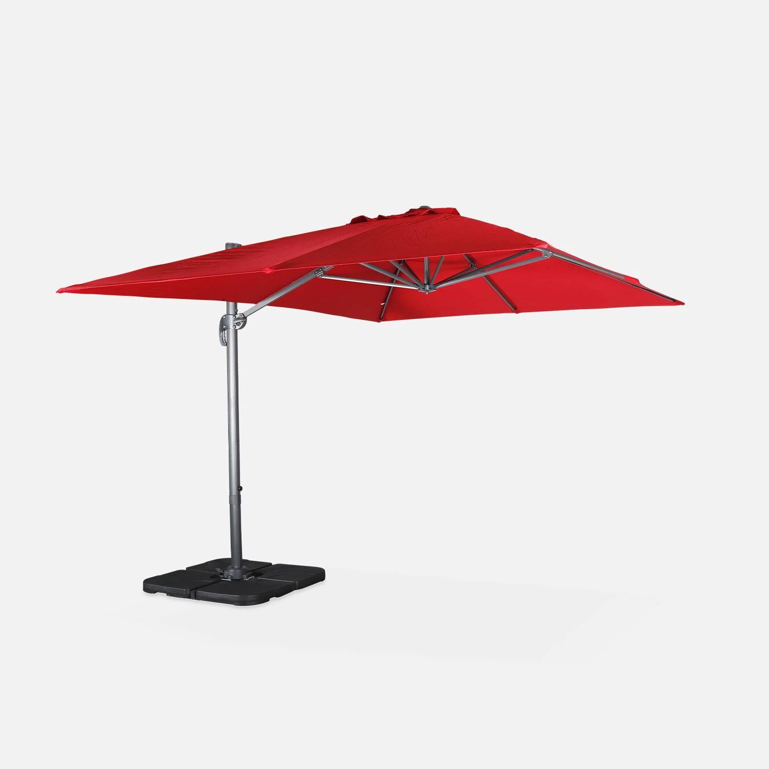 Parasol Déporté Rectangulaire 3x4m + Dalles à Lester 50x50cm Couleur : Rouge – Image 3