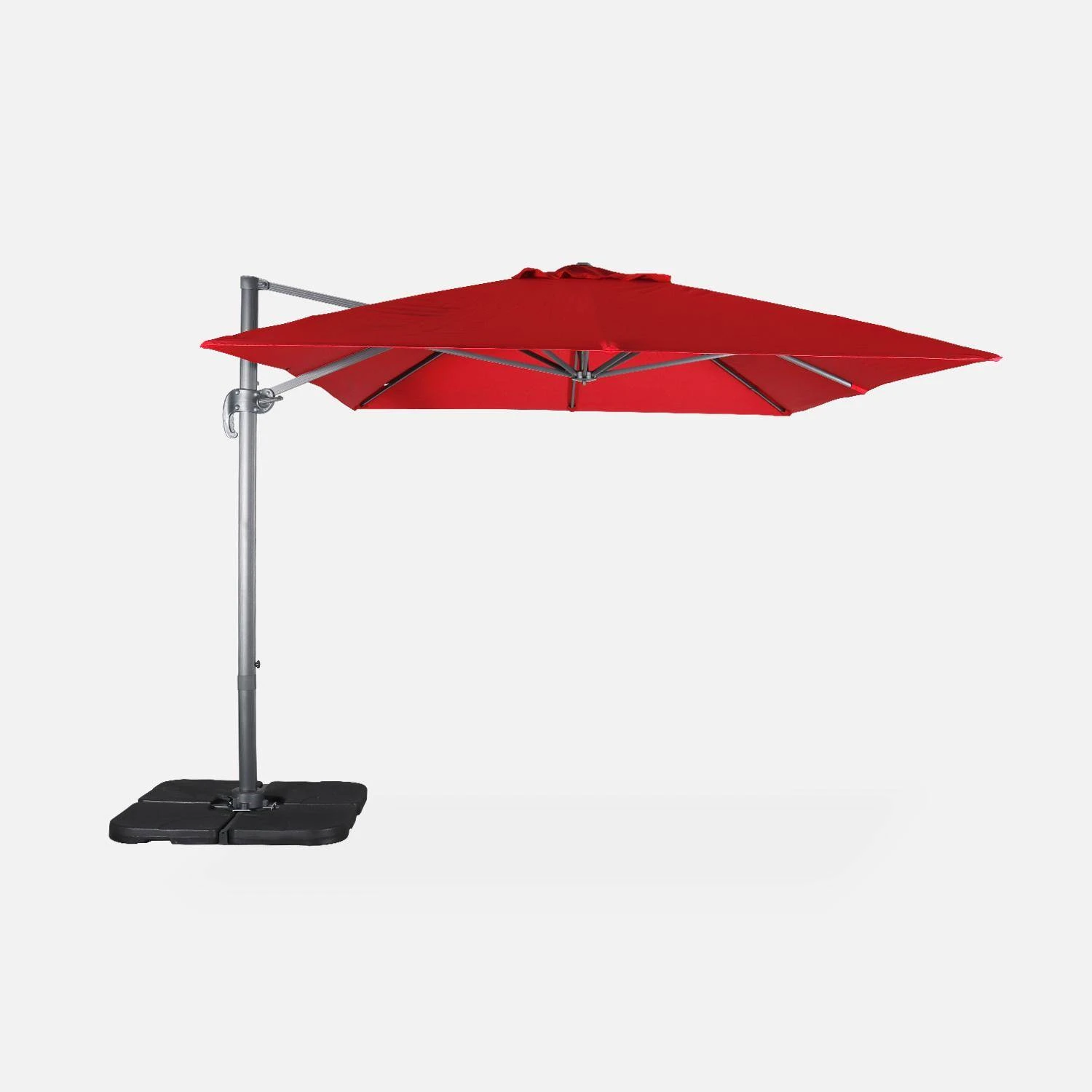 Parasol Déporté Rectangulaire 3x4m + Dalles à Lester 50x50cm Couleur : Rouge – Image 9