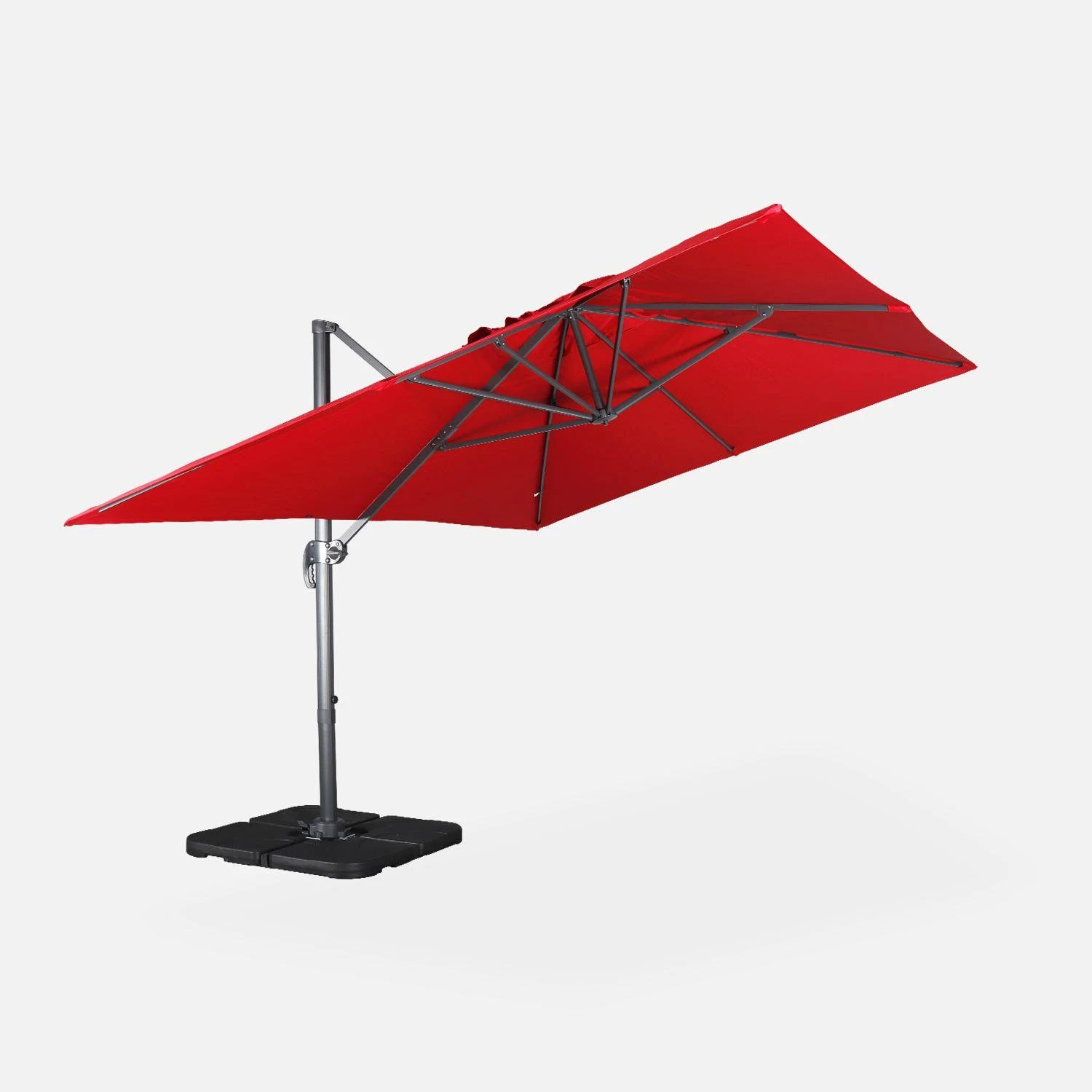 Parasol Déporté Rectangulaire 3x4m + Dalles à Lester 50x50cm Couleur : Rouge – Image 5