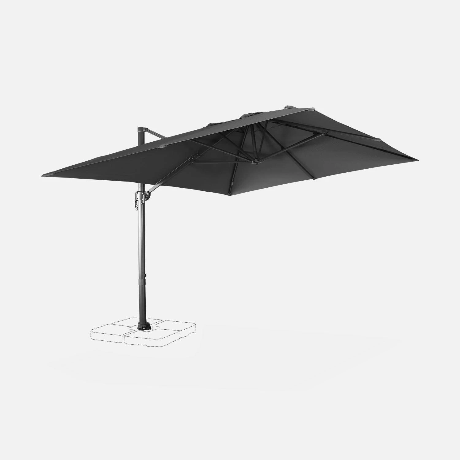 Parasol Déporté Rectangulaire 3x4m Couleur : Gris – Image 5