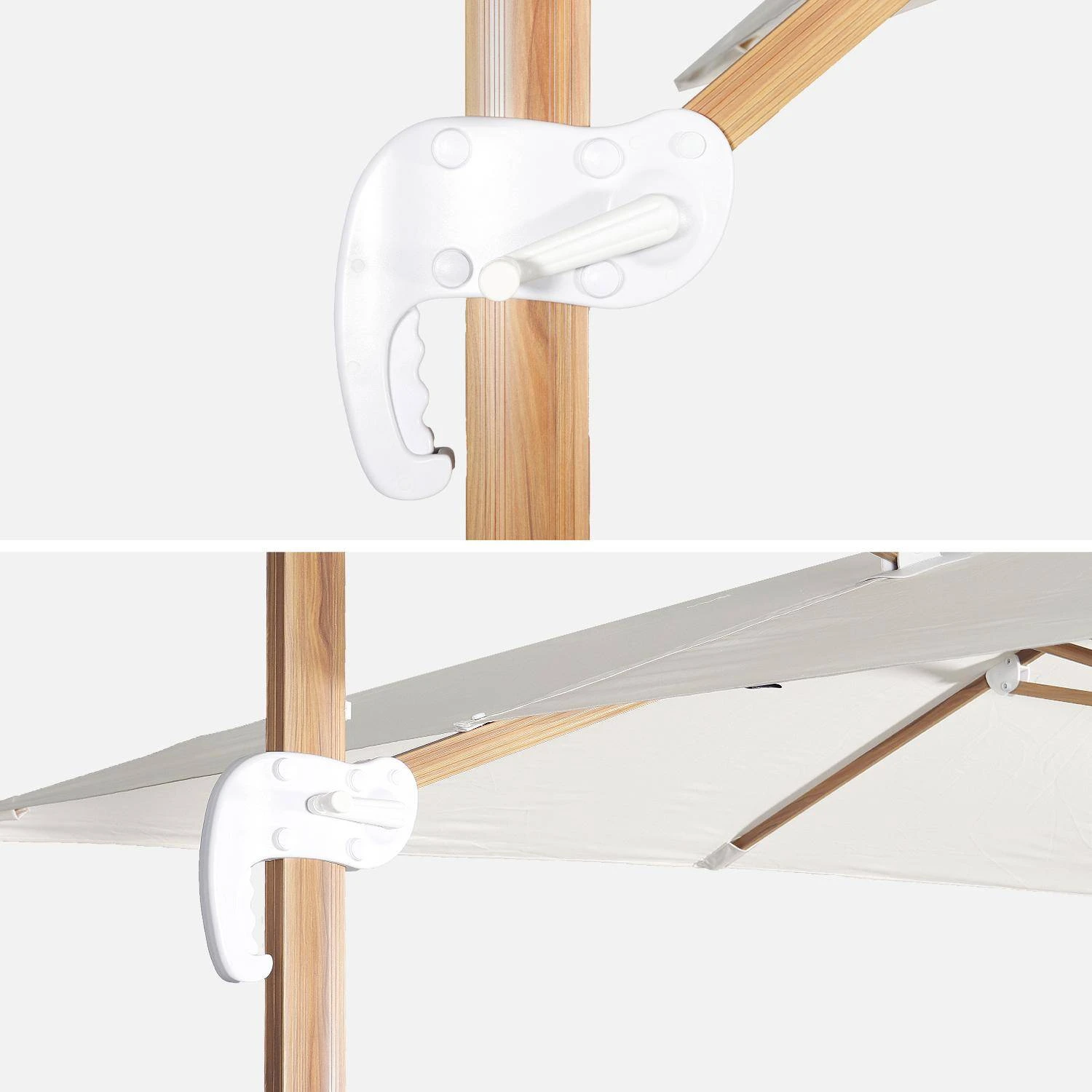 Parasol Déporté Rectangulaire 3x4m, Mât Effet Bois Couleur : Ecru – Image 7