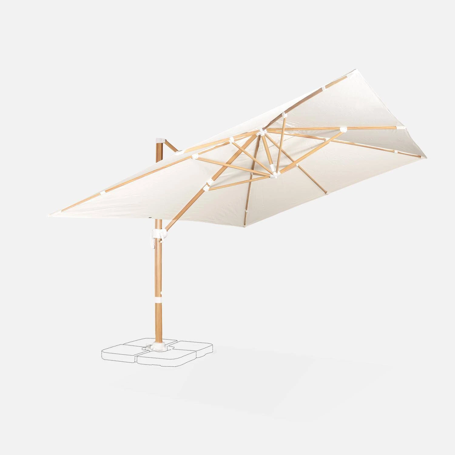 Parasol Déporté Rectangulaire 3x4m, Mât Effet Bois Couleur : Ecru – Image 5