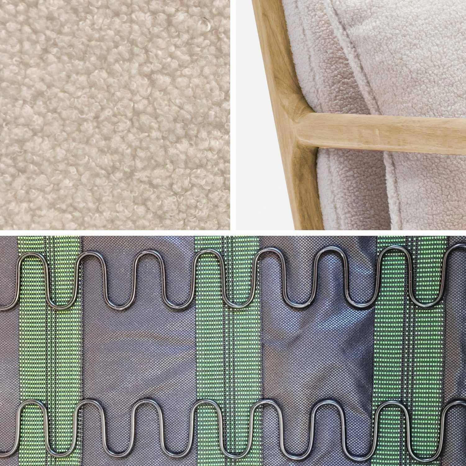 Banquette 2 Places + Fauteuil En Bois Et Tissu Bouclette â Image 10