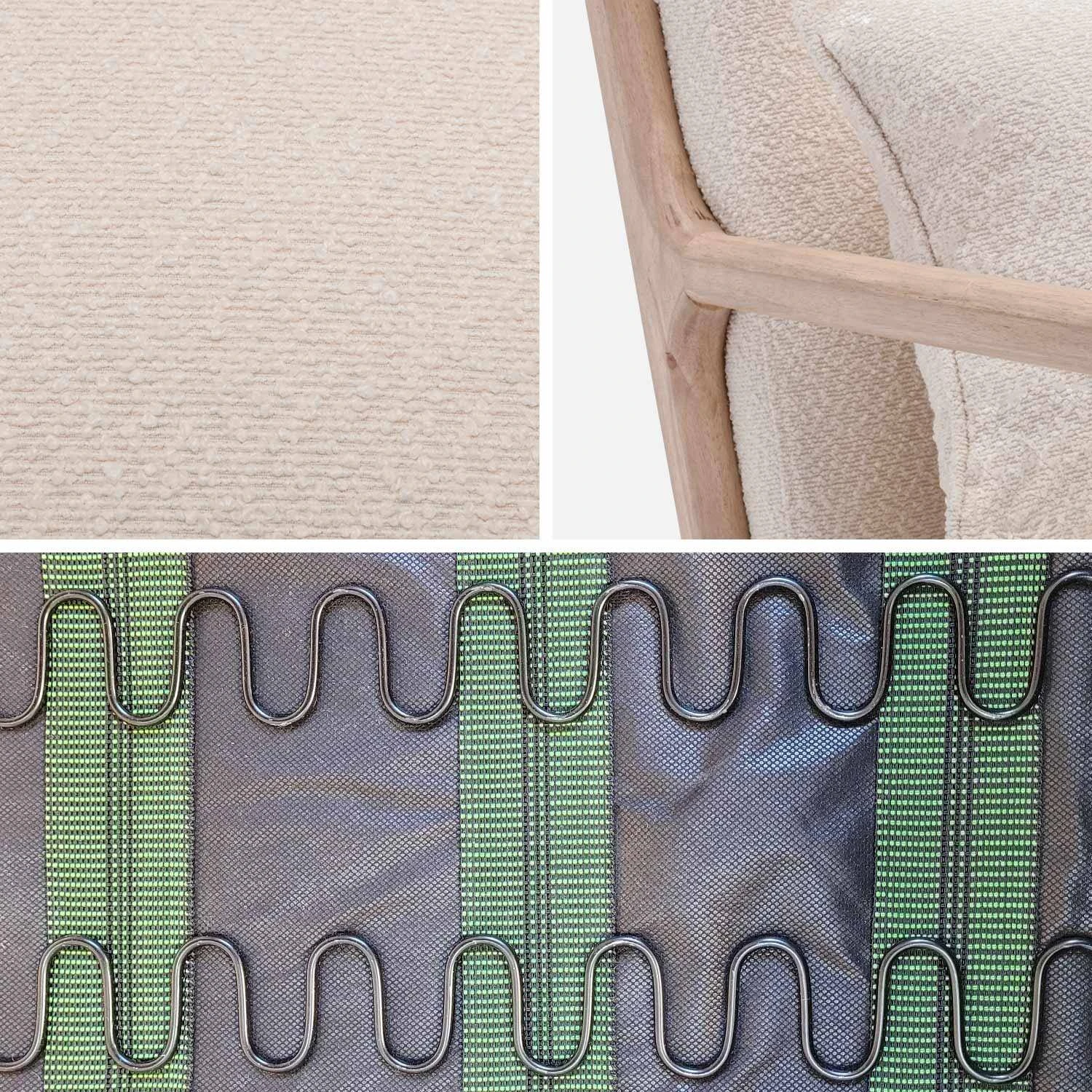 Fauteuil Scandinave En Bois Et Tissu Bouclette Texturée – Image 4