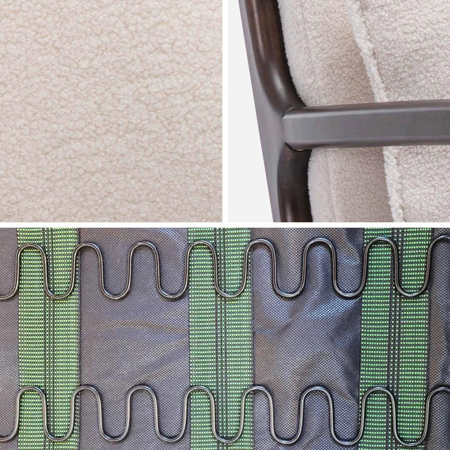 Fauteuil Scandinave Bouclette Et Bois D'hévéa Teinté Wengé – Image 6