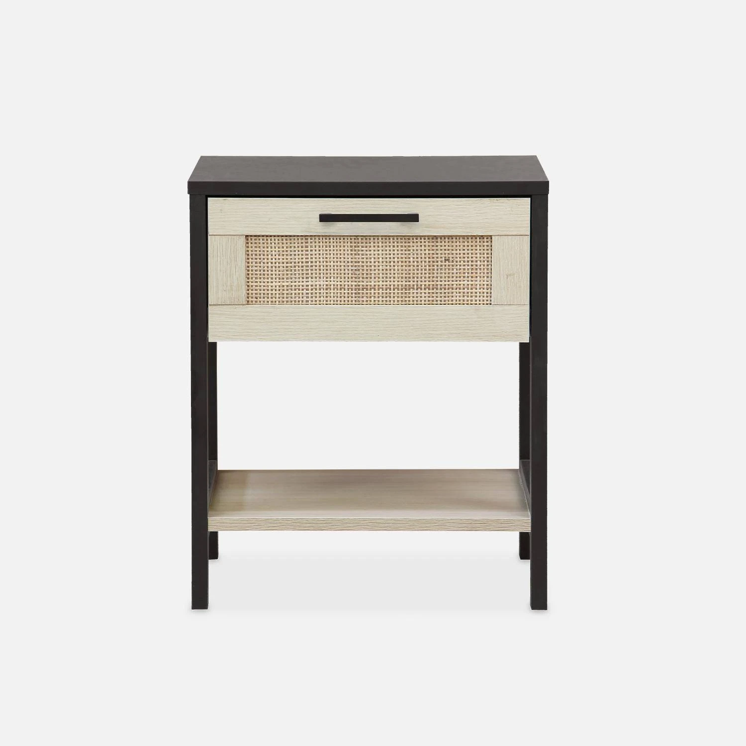 Table De Chevet Scandinave Effet Bois Et Cannage (lot De 2) â Image 3