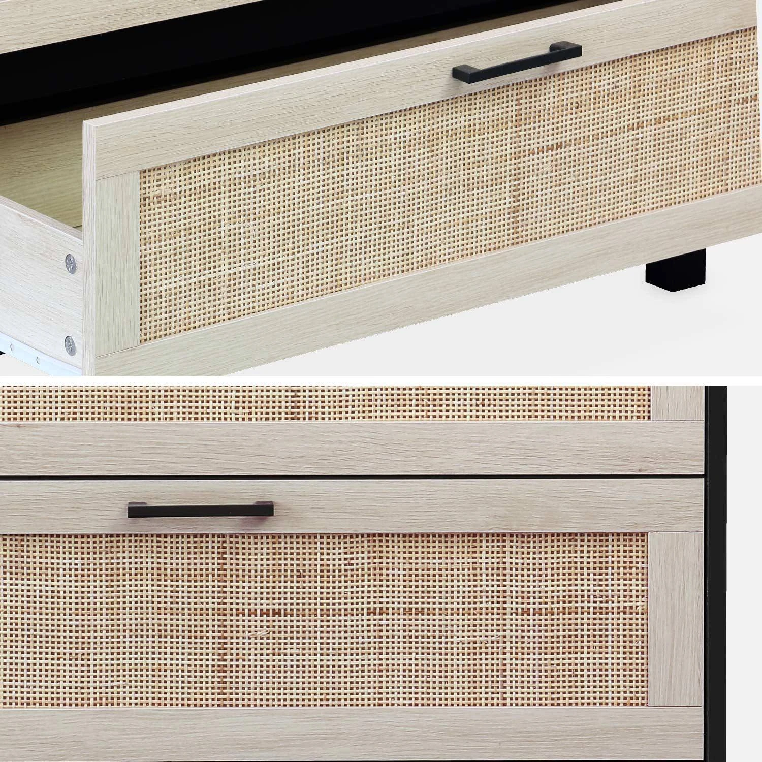 Commode Scandinave Bois Et Cannage 3 Tiroirs â Image 6